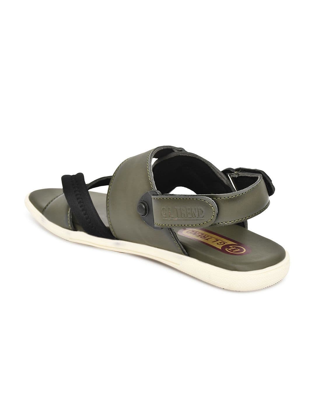G L Trend Men Leather Comfort Olive Sandals with velcro closure thumbnail 5