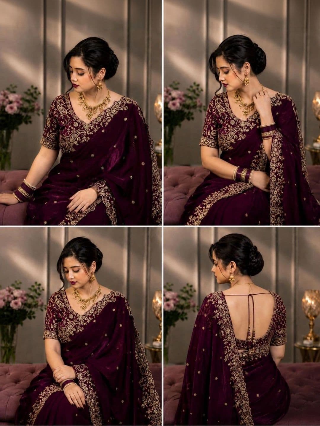 DHARMEE Ethnic Motifs Zari Satin Heavy Work Maheshwari Saree thumbnail 3