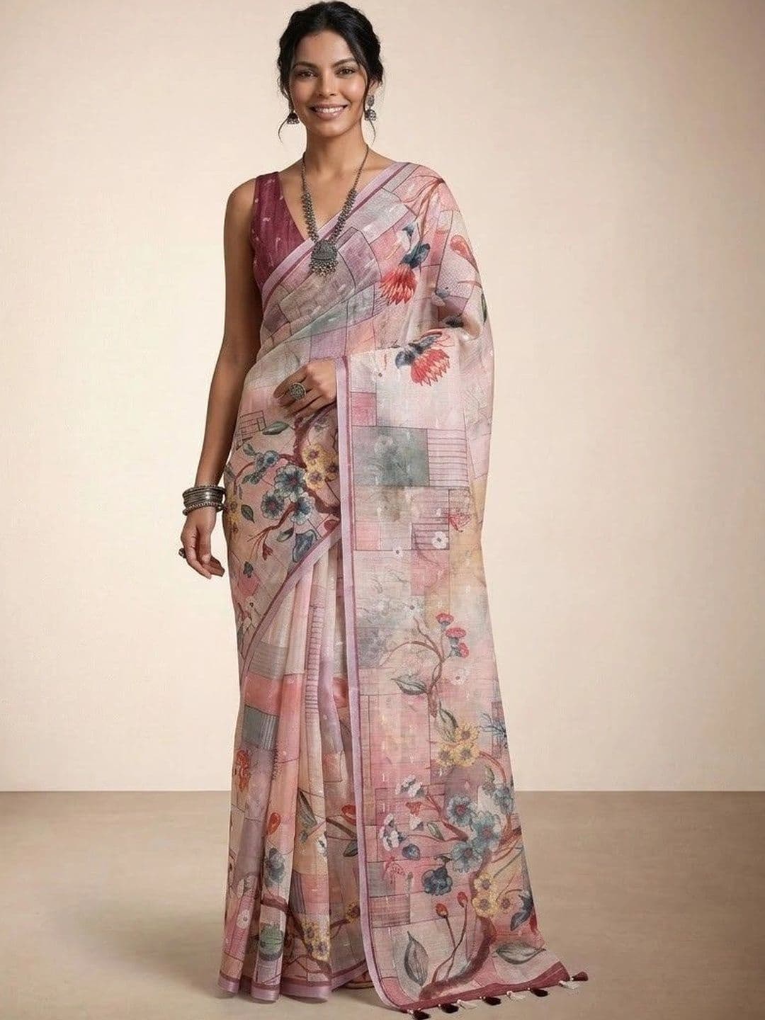 Anouk Linen Blend Saree - view 1