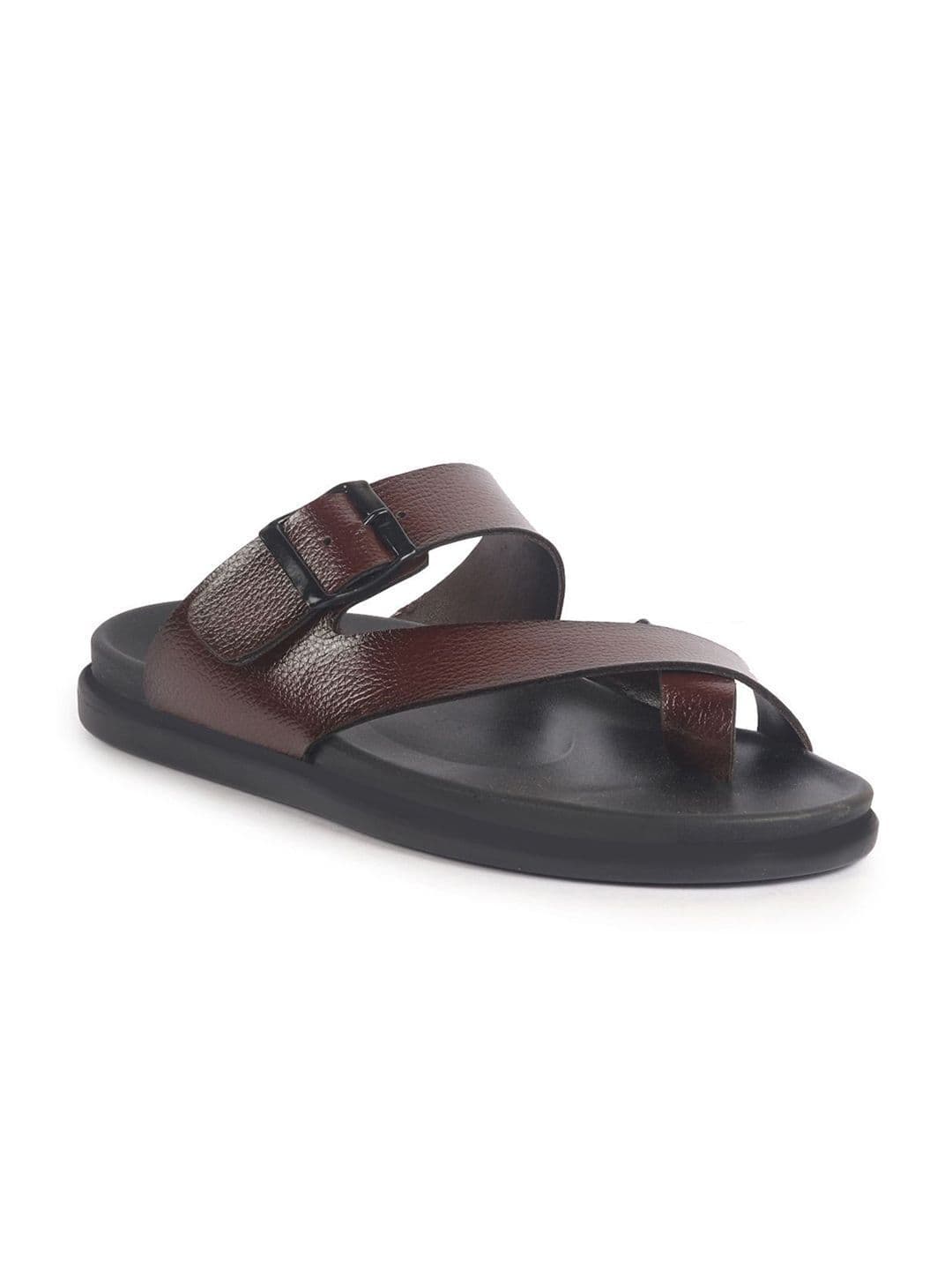 FAUSTO Men PU Comfort Brown  Toe Ring Kolhapuri Sandals thumbnail 2