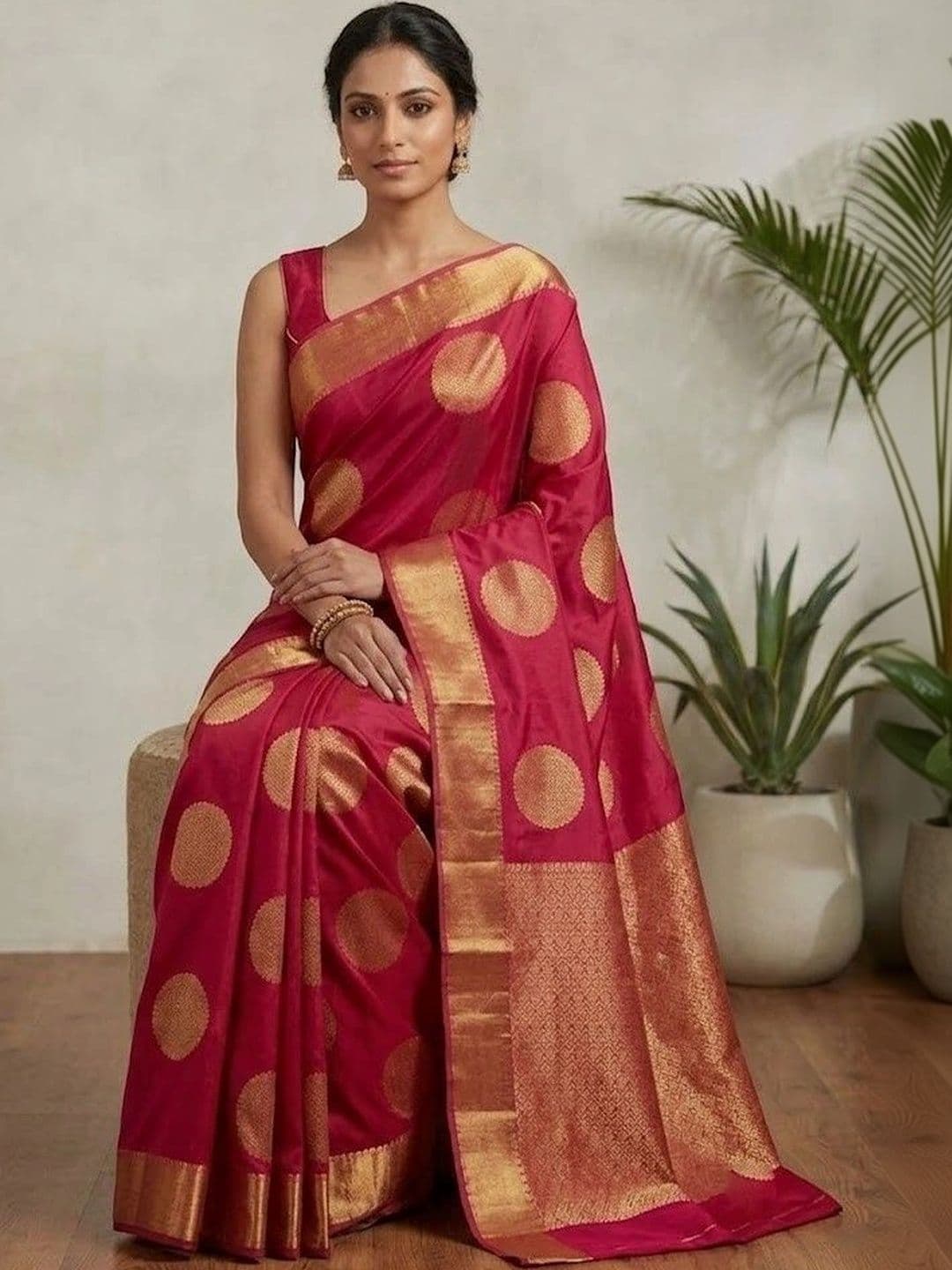 Zimzims Woven Design Zari Art Silk Banarasi Saree thumbnail 5