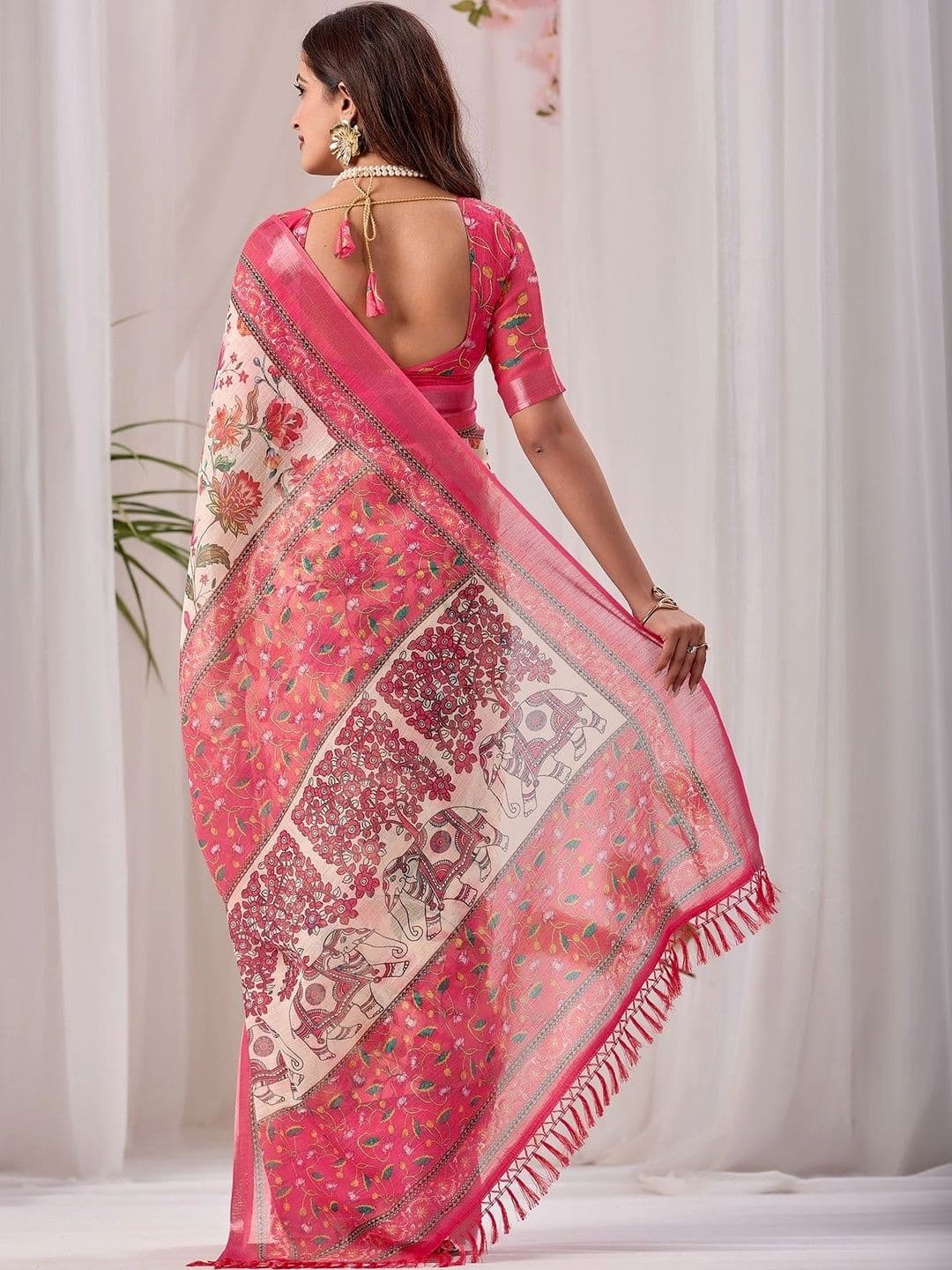 FABRINO Floral Silk Cotton Saree thumbnail 7