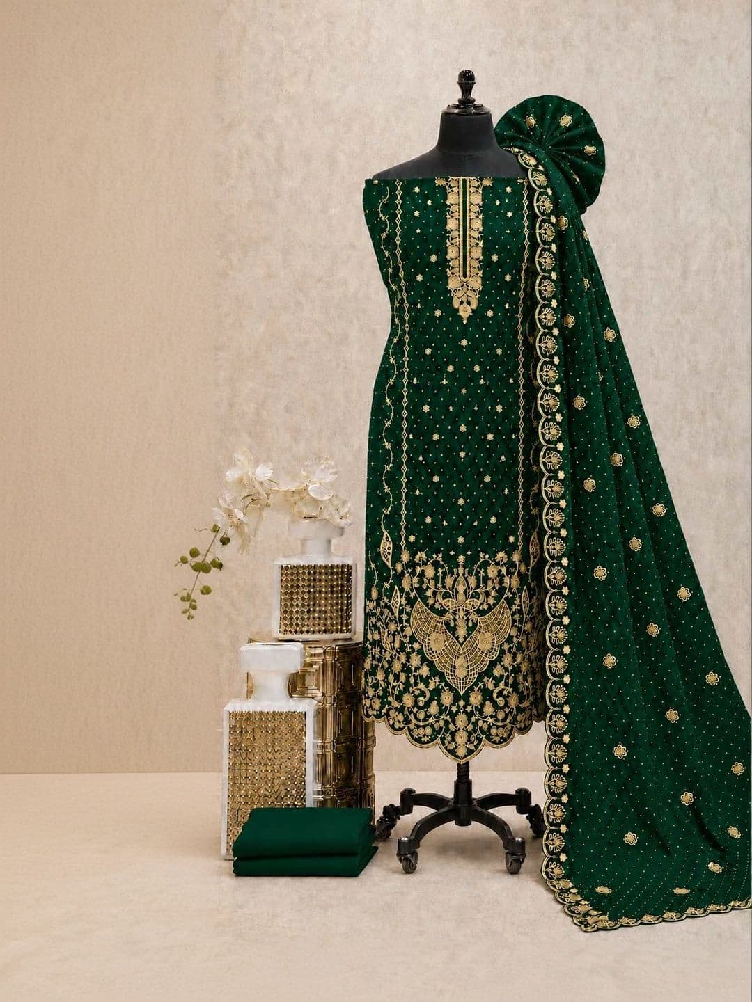 BHAIRAV TEX Embroidered Unstitched Dress Material thumbnail 5