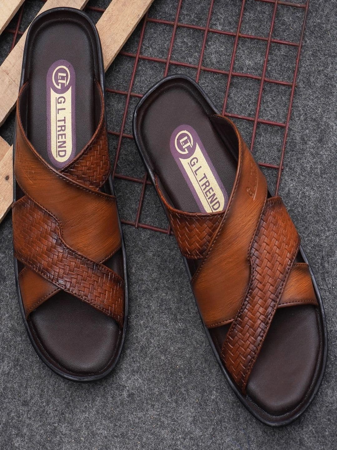 G L Trend Men Casual Stylish Comfortable Tan Slip-On Sandals - view 1