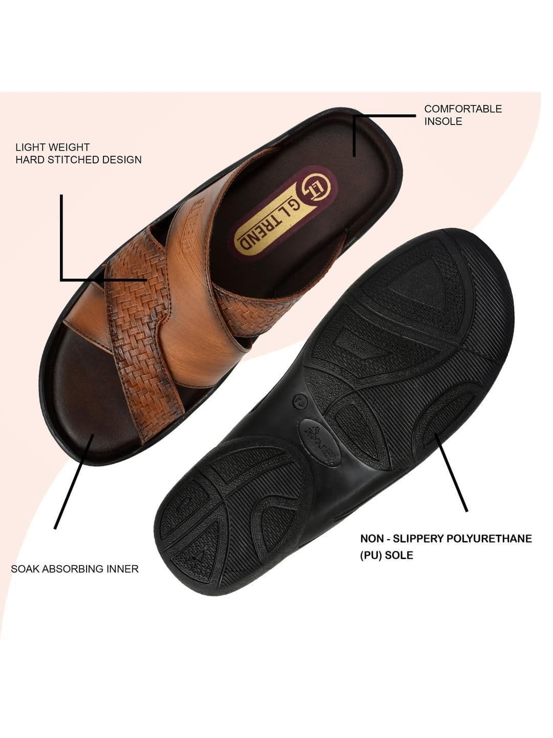 G L Trend Men Casual Stylish Comfortable Tan Slip-On Sandals thumbnail 4
