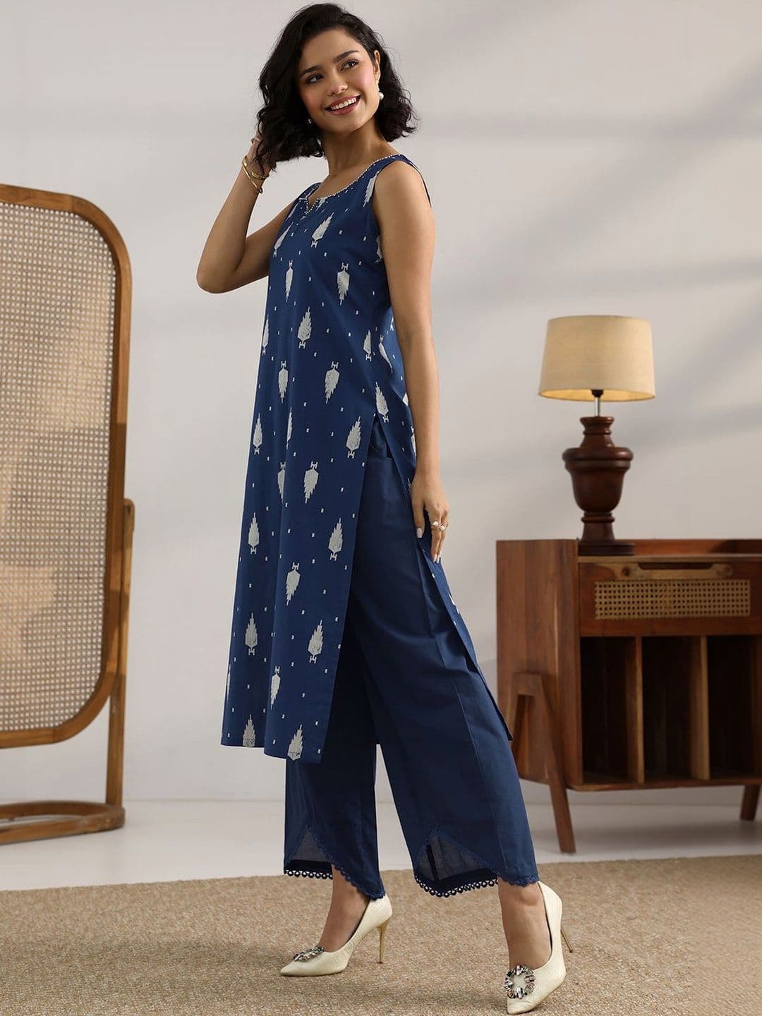 Libas Women Ethnic Motifs Printed Regular Kurta with Palazzos thumbnail 6