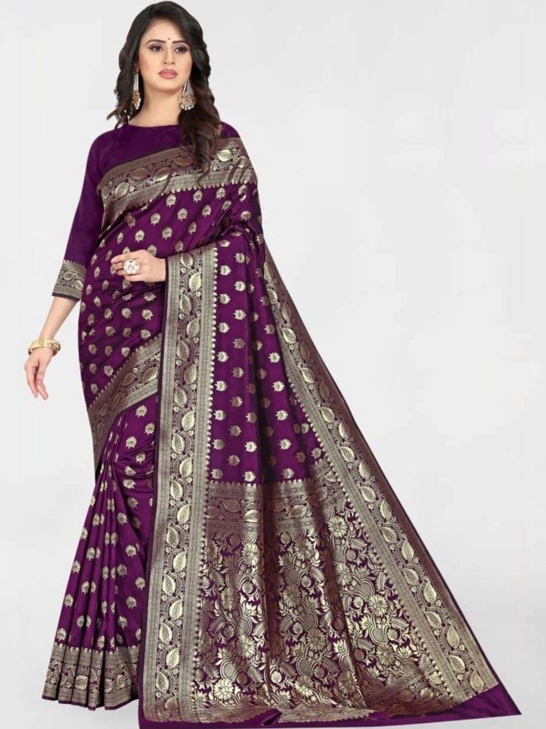 VS MALL Ethnic Motifs Zari Banarasi Saree - view 1