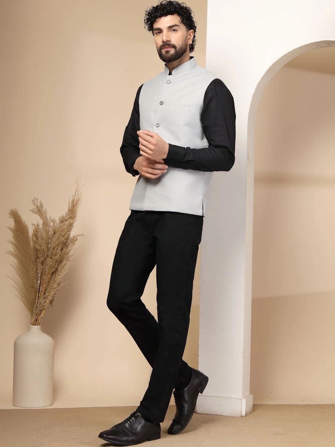 Vastraa Fusion Men Pure Cotton Mandarin Collar Nehru Jackets thumbnail 6