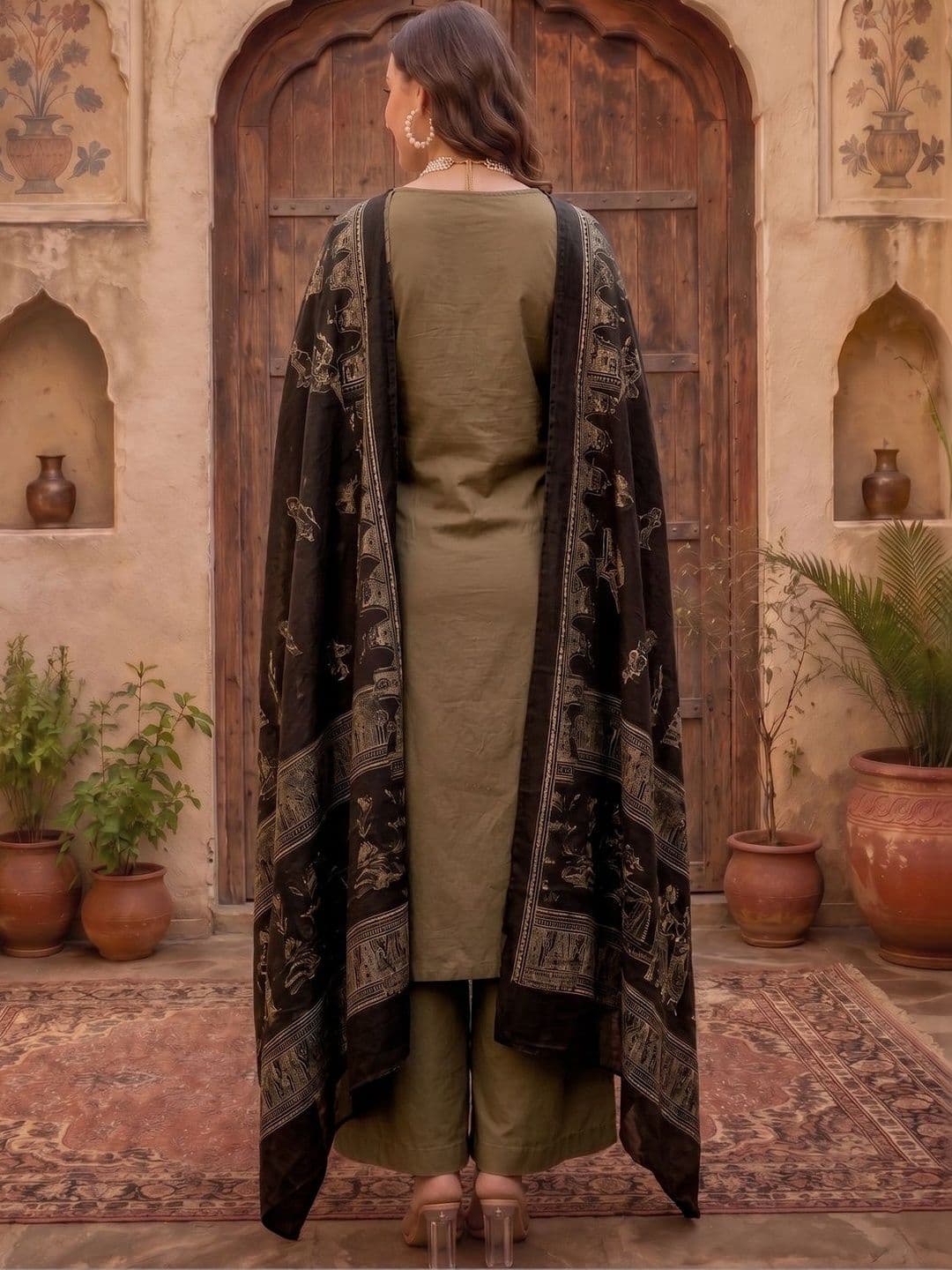 Sangria Women Ethnic Motifs Regular Kurta with Trousers & With Dupatta thumbnail 2