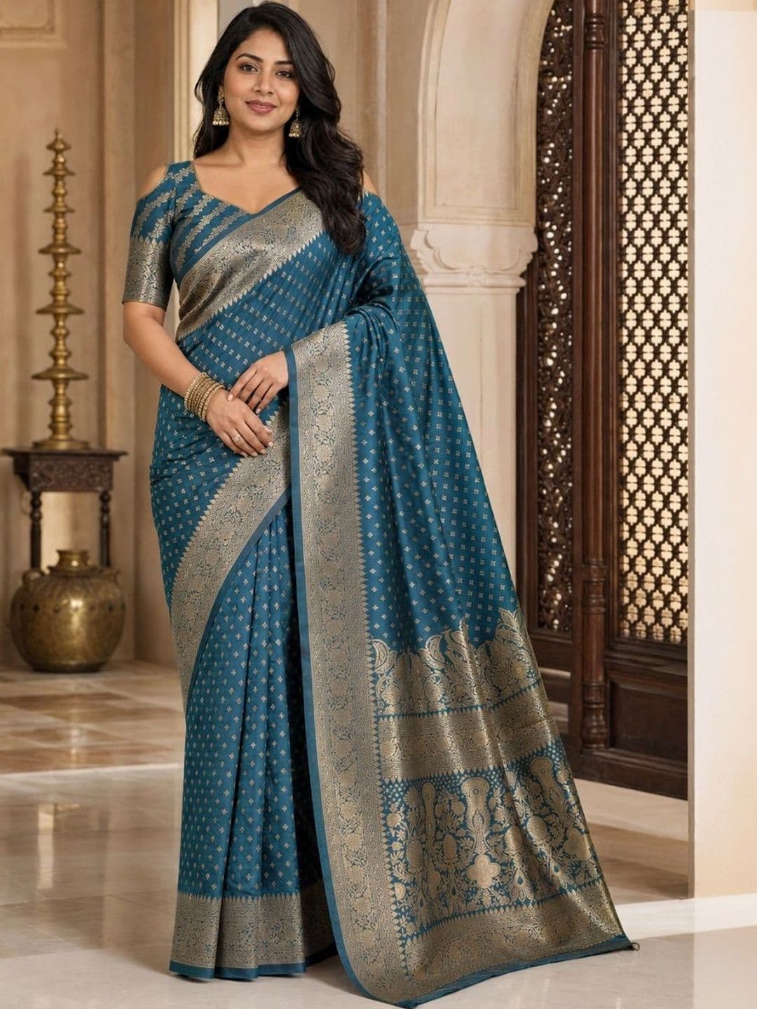 IKSHARA Zari Art Silk Banarasi Saree - view 1