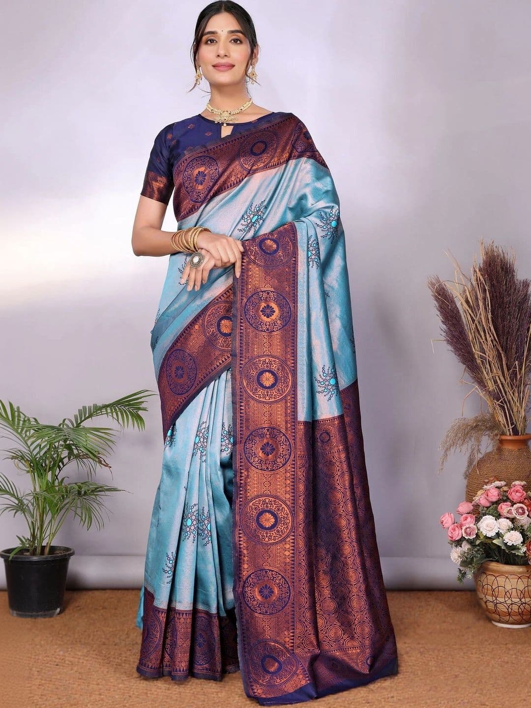 VS MALL Woven Design Zari Banarasi Saree - view 1