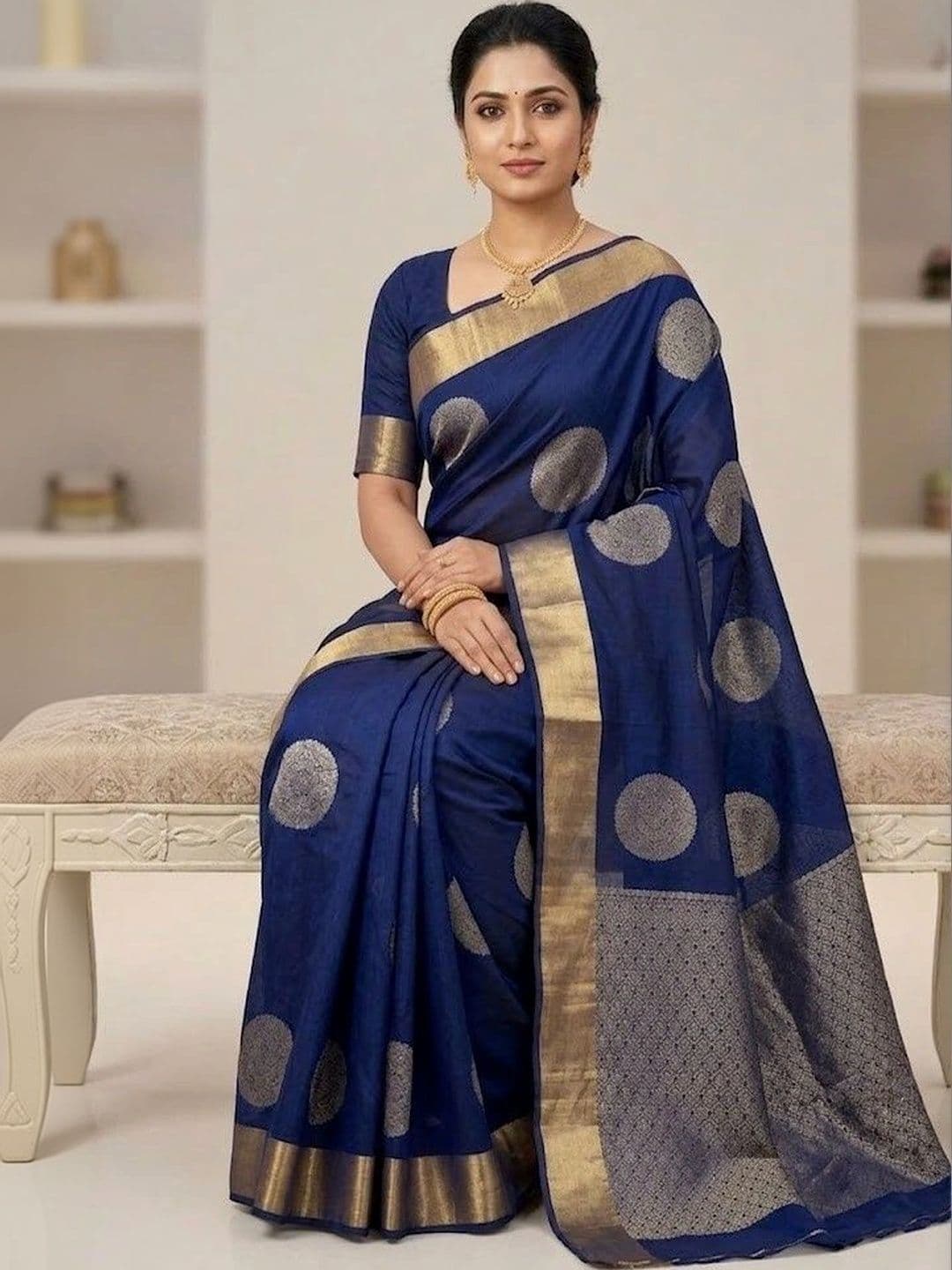 7Eleven Fashion Woven Design Zari Art Silk Banarasi Saree thumbnail 3