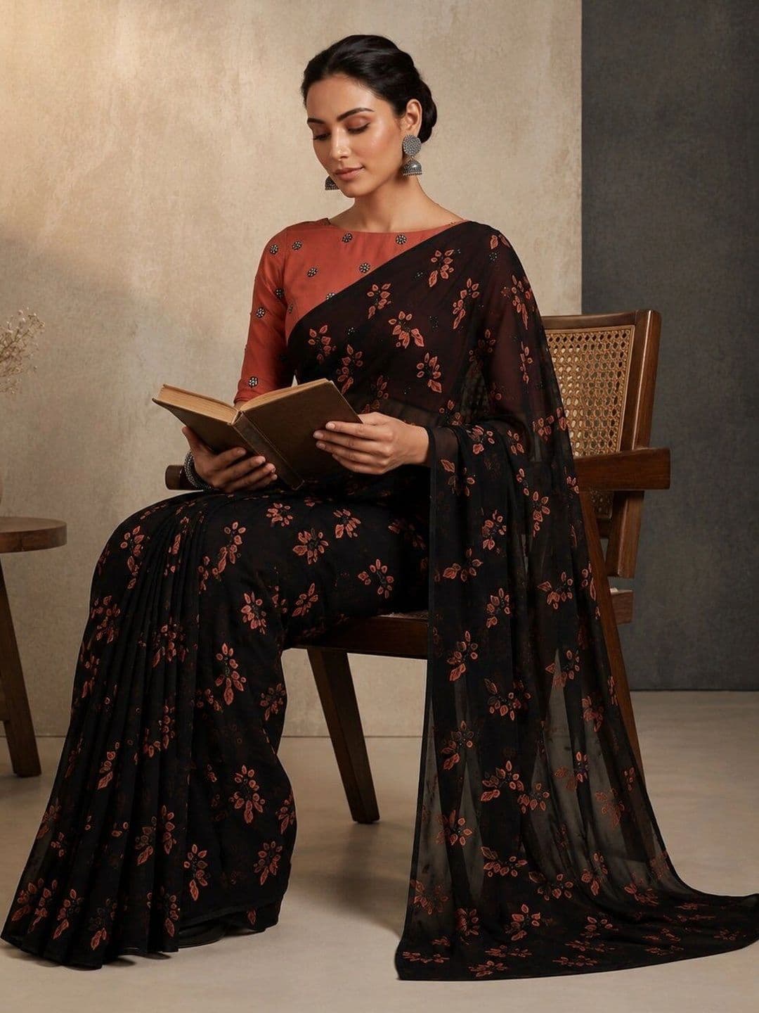 Sangria Embroidered Poly Chiffon Designer Saree thumbnail 4