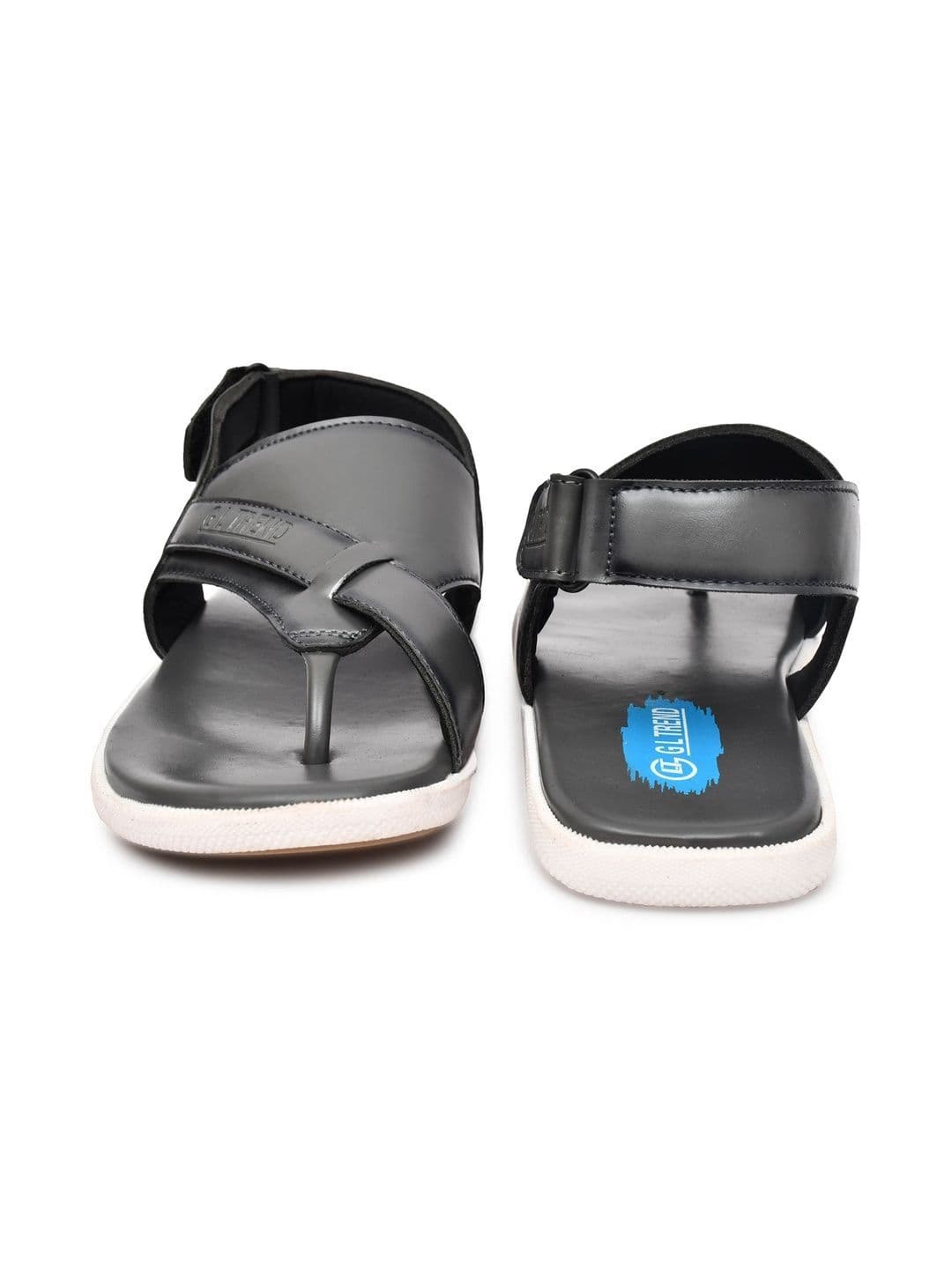 G L Trend Men Leather Comfort Casual Velcro Grey Sandals thumbnail 5