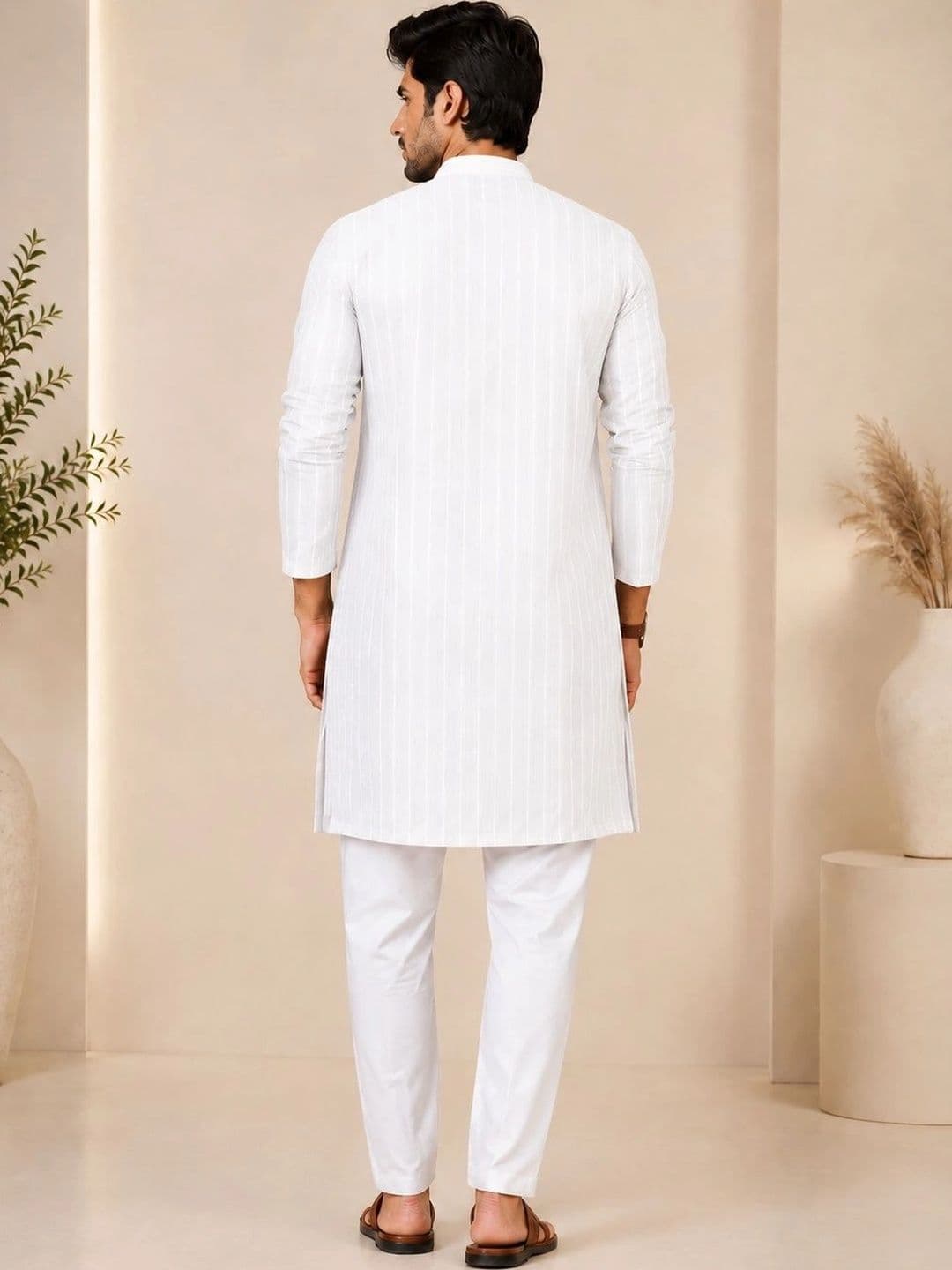 ORIFAB Men Striped Kurta thumbnail 6