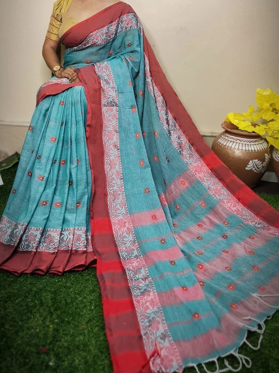 MRITTIKA LOOMS Pure Cotton Saree thumbnail 3