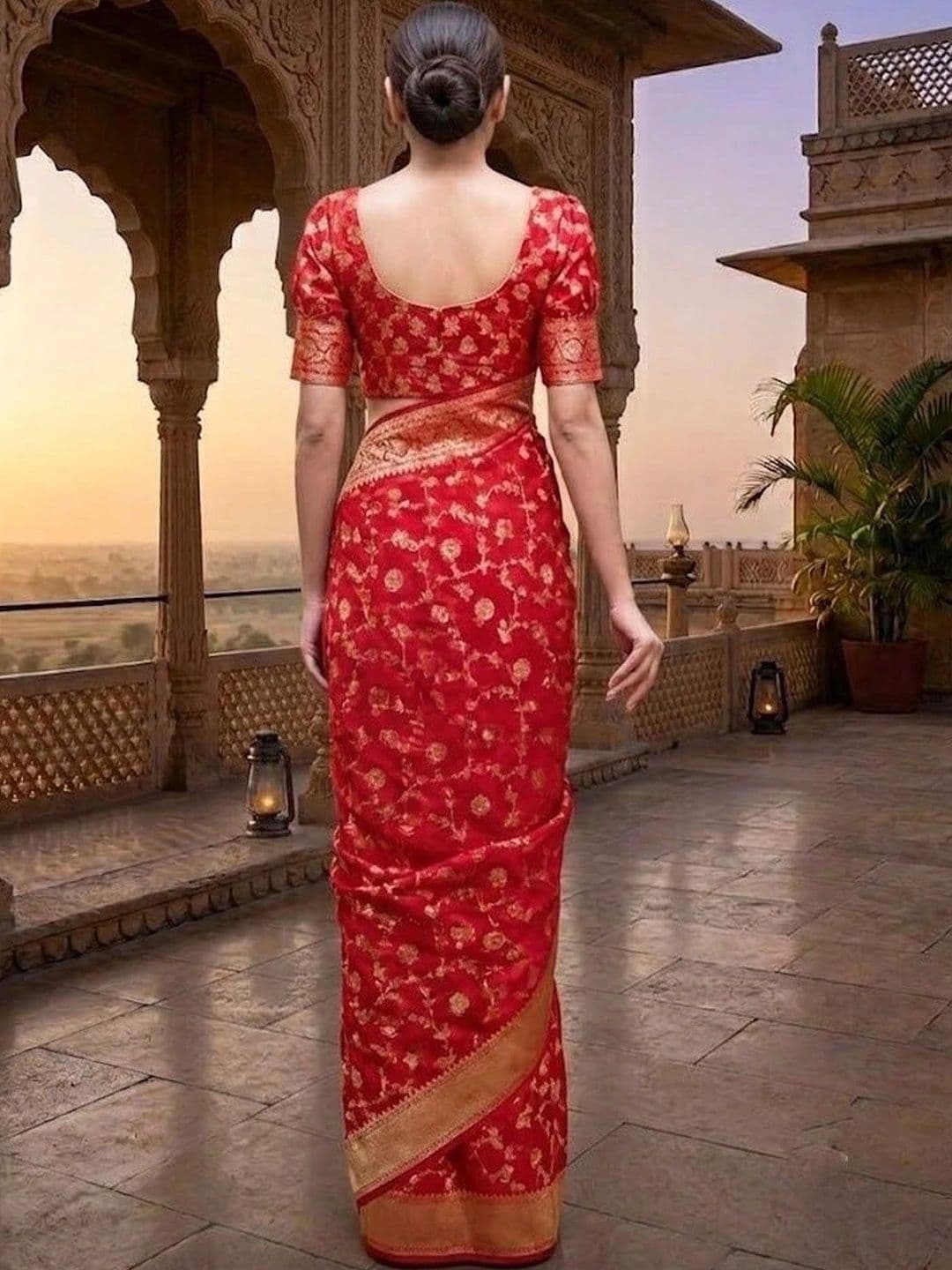 ADR CHIKANKARI Woven Design Zari Art Silk Banarasi Saree thumbnail 2