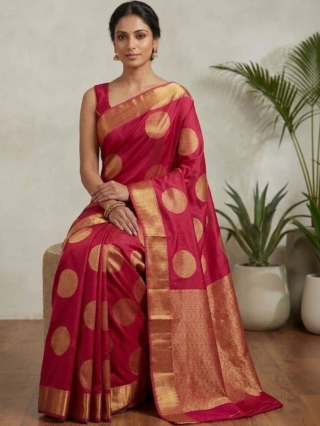 ADR CHIKANKARI Woven Design Zari Art Silk Banarasi Saree thumbnail 5