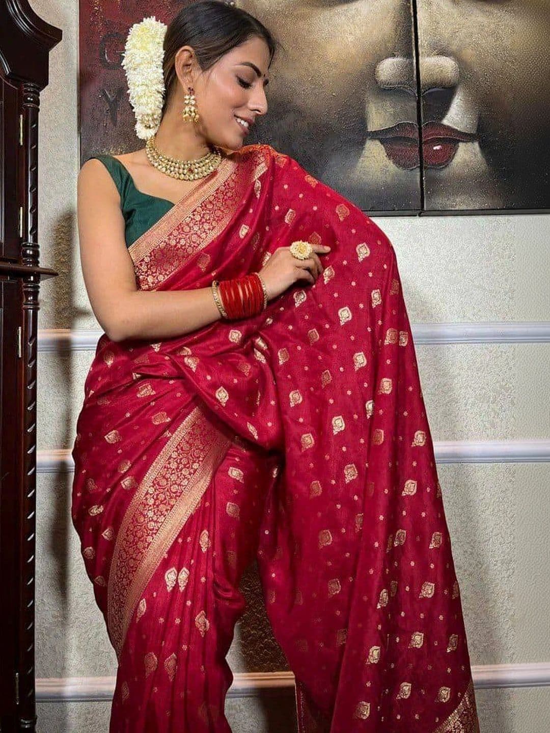 AJ FASHION PLUS Woven Design Zari Art Silk Banarasi Saree thumbnail 3