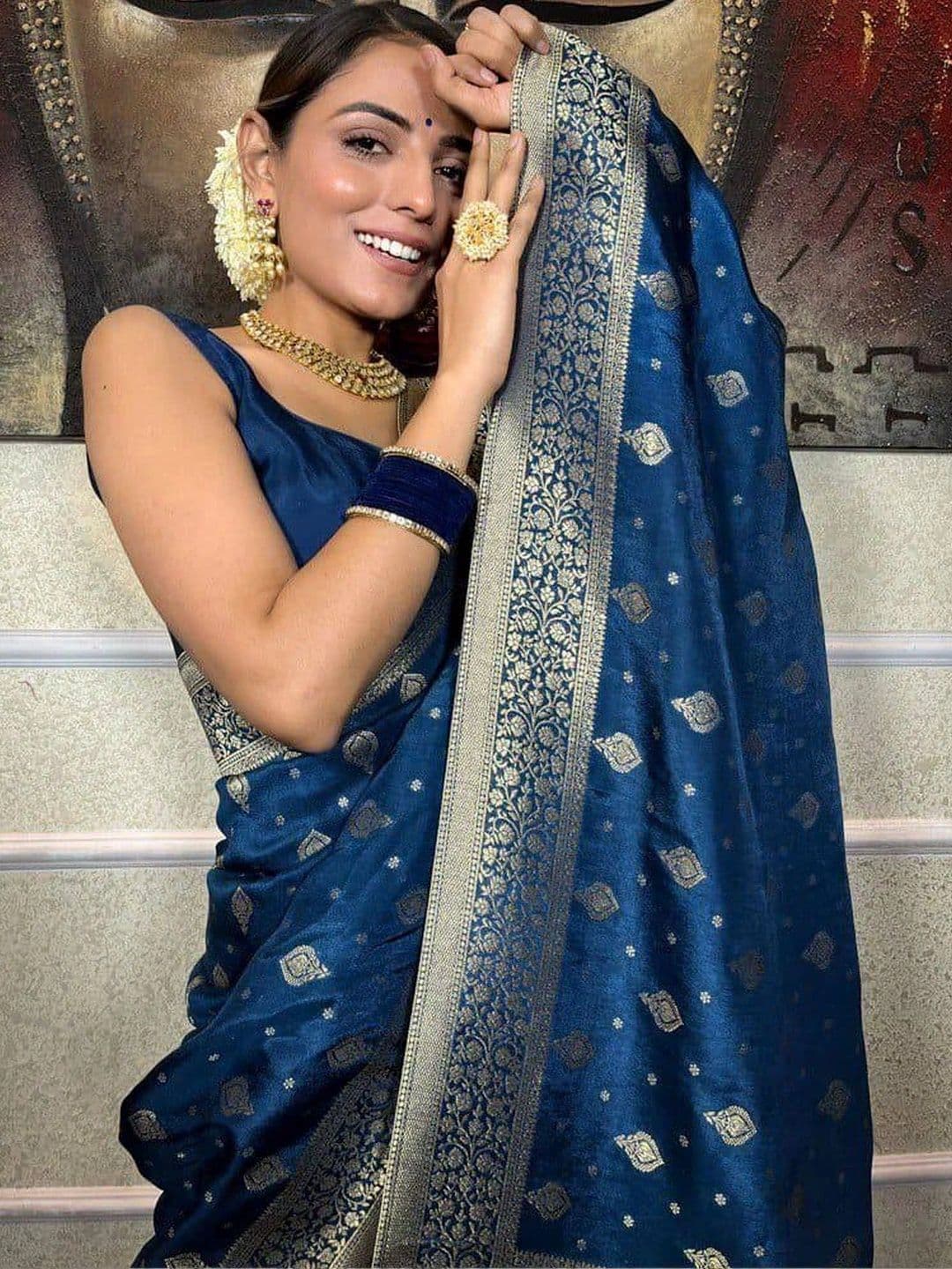 ZARA STAR Woven Design Zari Art Silk Banarasi Saree thumbnail 4