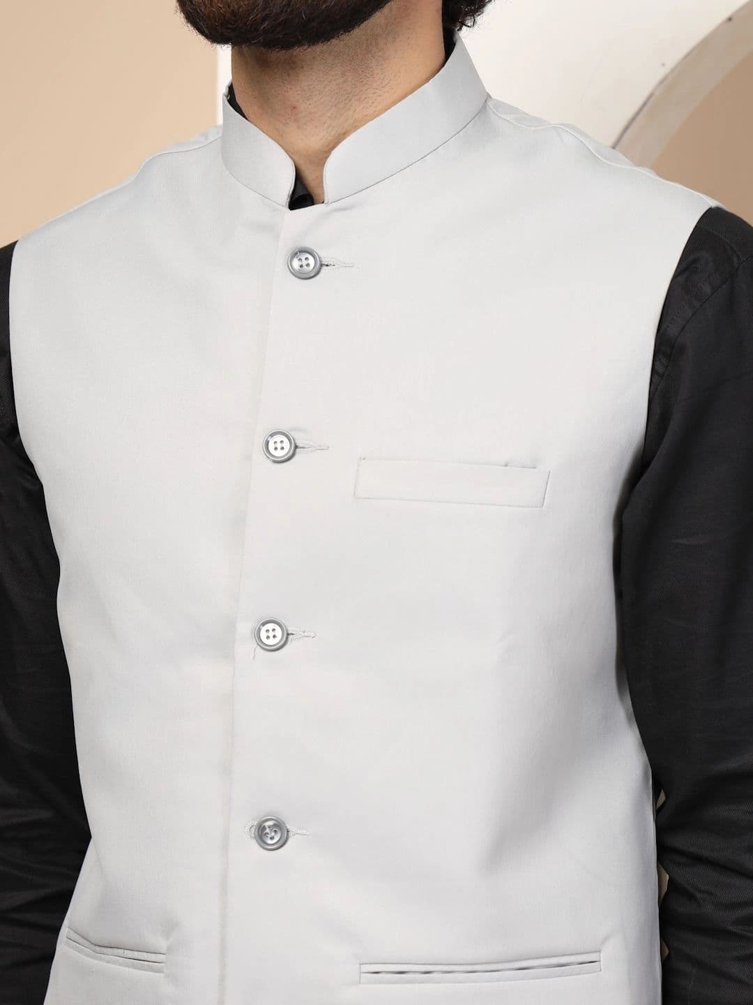 Vastraa Fusion Men Pure Cotton Mandarin Collar Nehru Jackets thumbnail 7