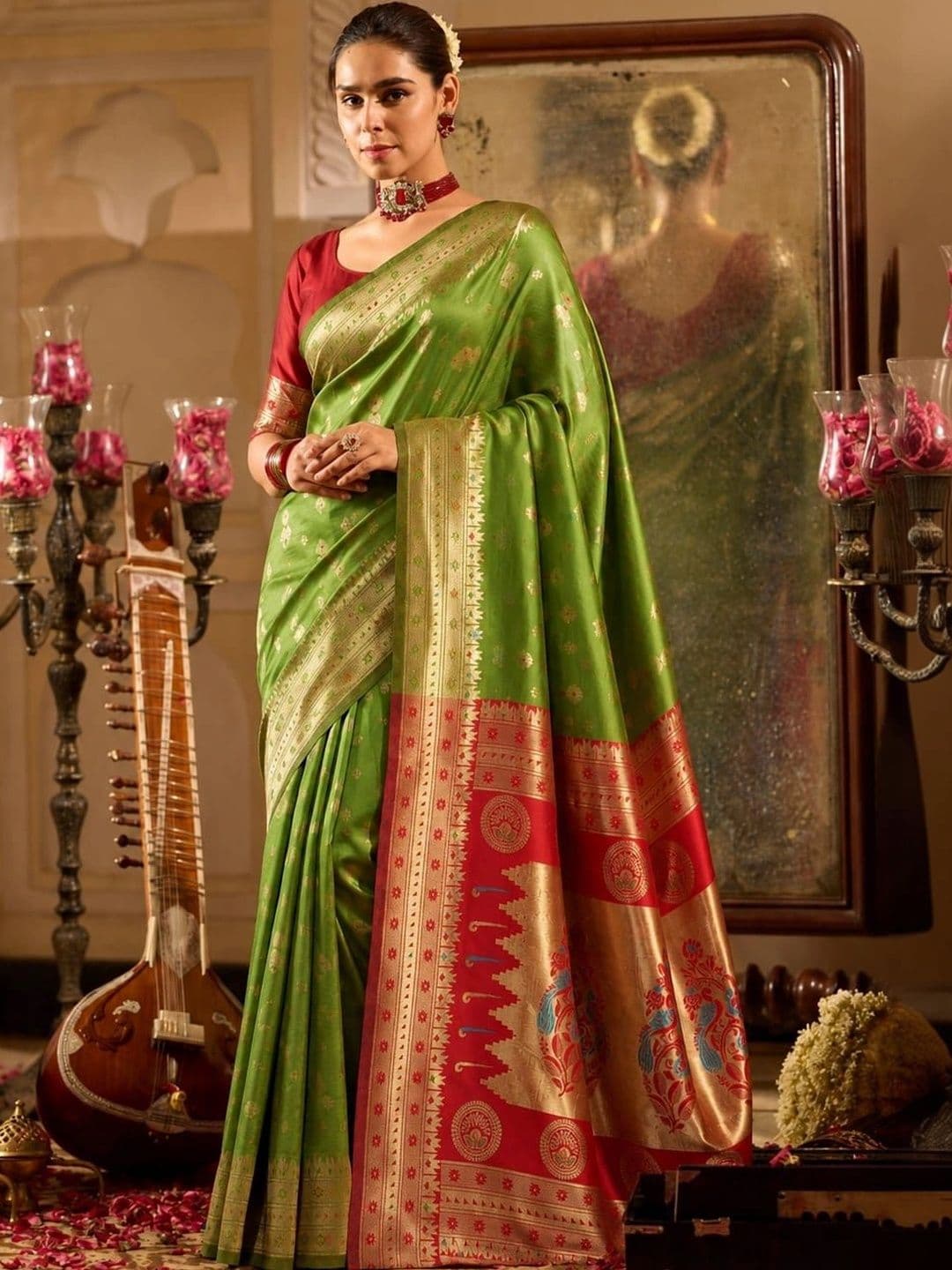 Veera Collection Paisley Zari Art Silk Designer Banarasi Saree - view 1