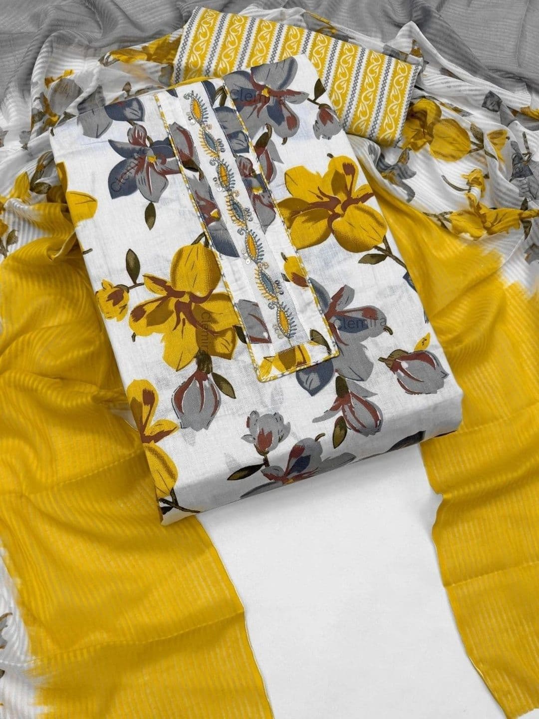 CLEMIRA Printed Pure Cotton Unstitched Dress Material thumbnail 2