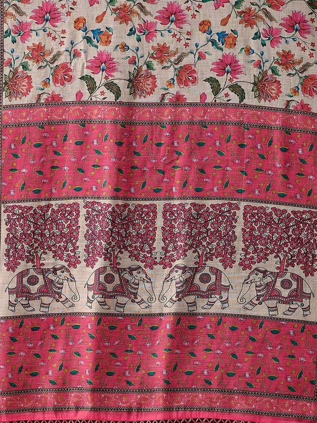 FABRINO Floral Silk Cotton Saree thumbnail 5