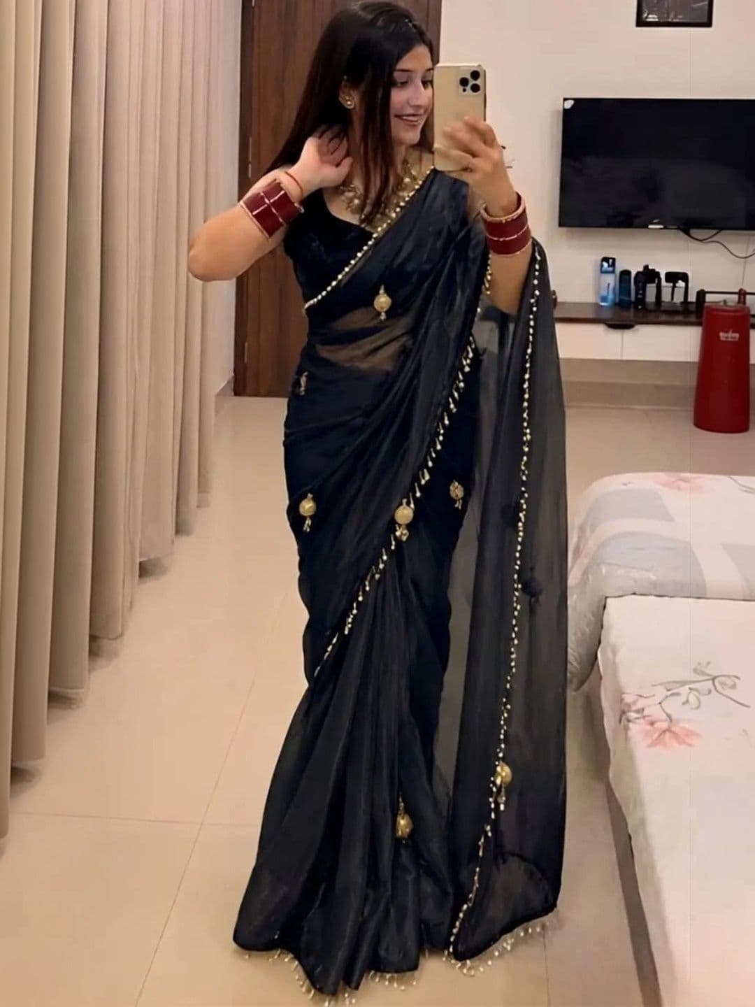 Saanvi Embroidered Silk Blend Saree - view 1
