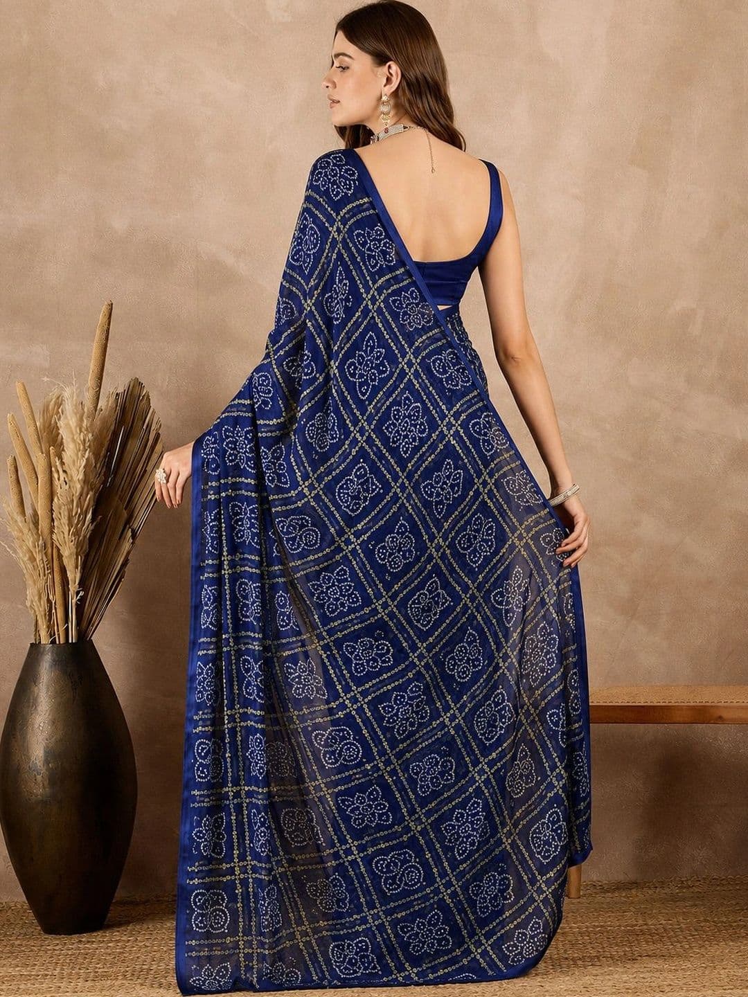 SANJANA  SILK SANJANA SILK Bandhani Pure Georgette Saree thumbnail 5