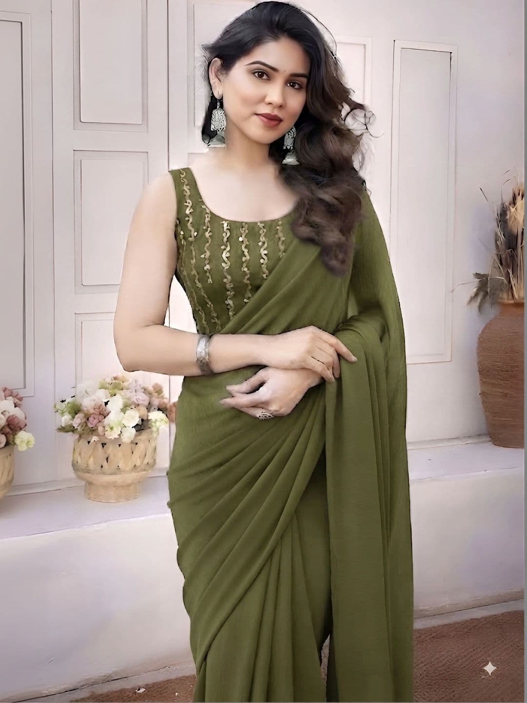VRAGI Sequinned Saree thumbnail 3