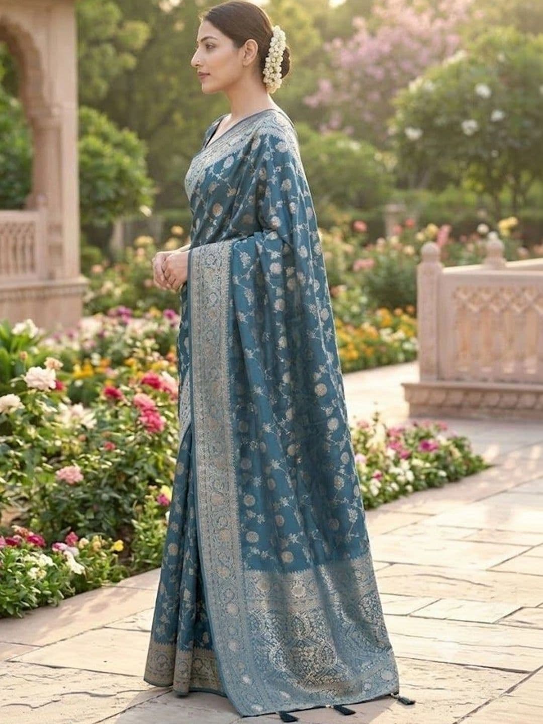 AAVEE Woven Design Zari Art Silk Banarasi Saree thumbnail 4
