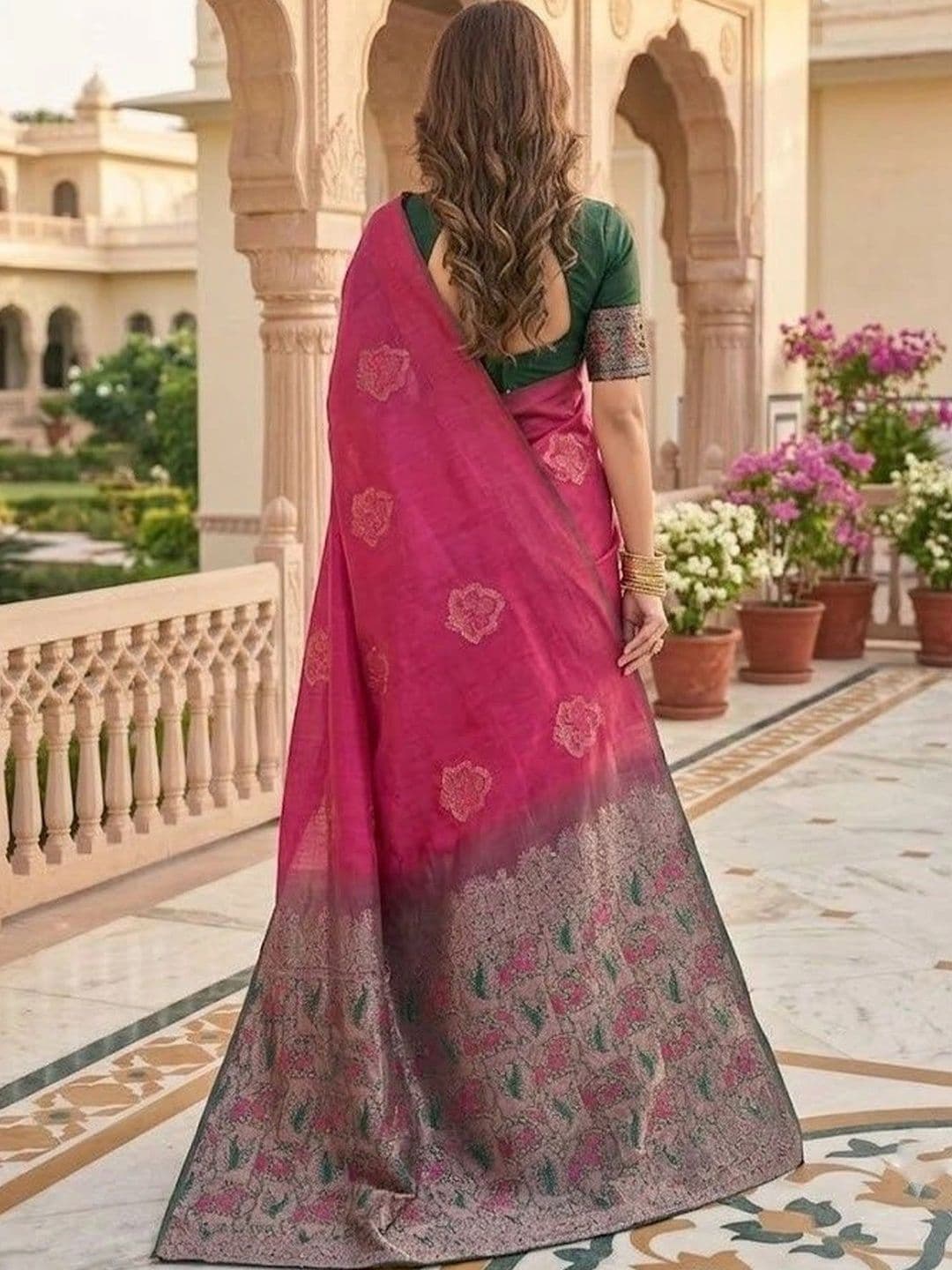 ZARA STAR Woven Design Zari Art Silk Banarasi Saree thumbnail 6
