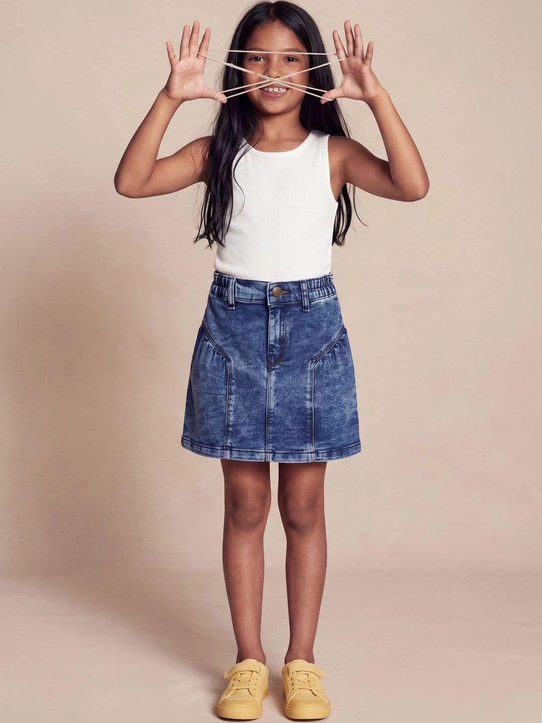 TALES & STORIES Girls Denim Washed Above Knee A-Line Skirt - view 1