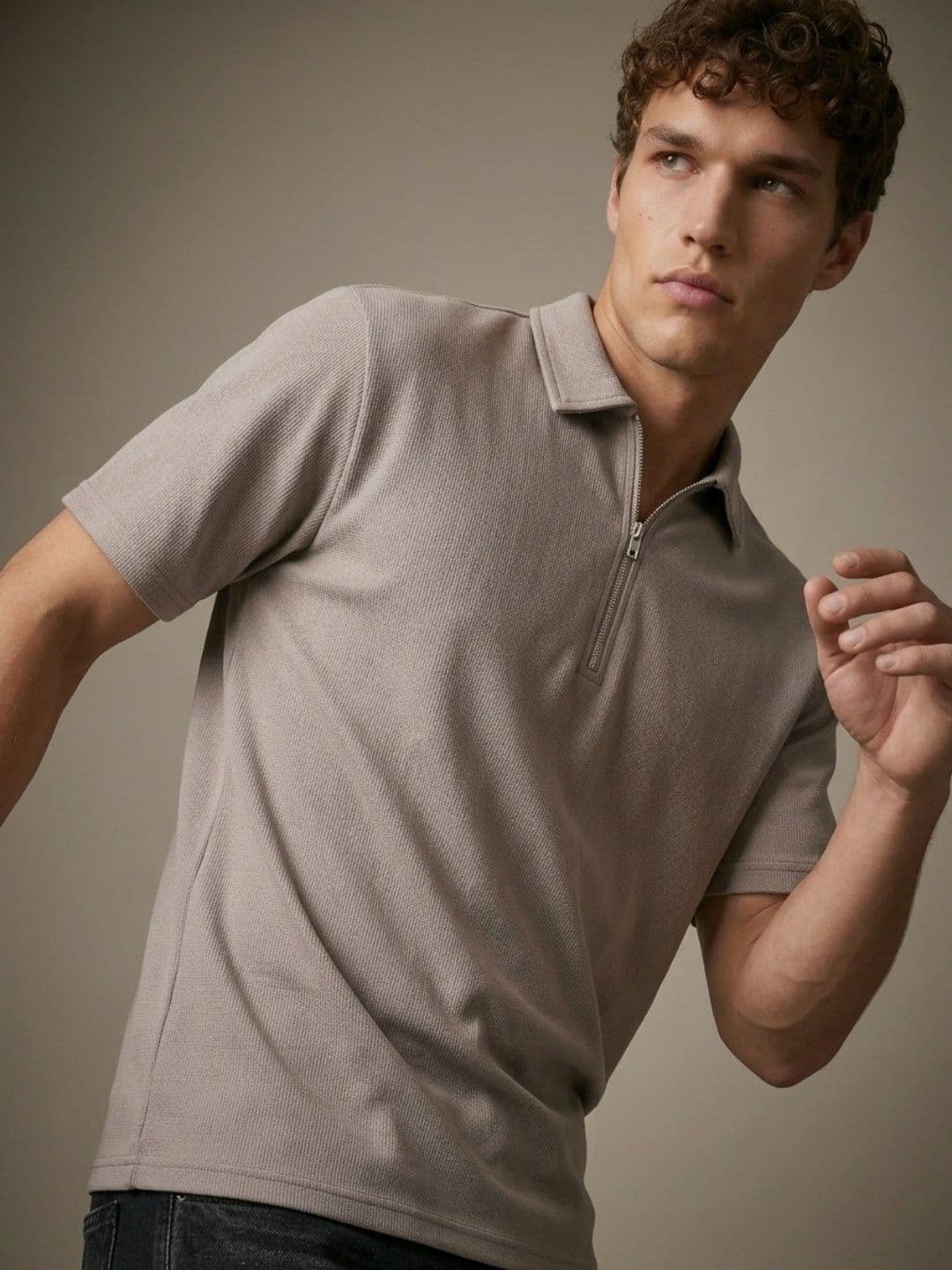 glitchez Polo Collar Textured Relaxed Fit Tshirt - view 1