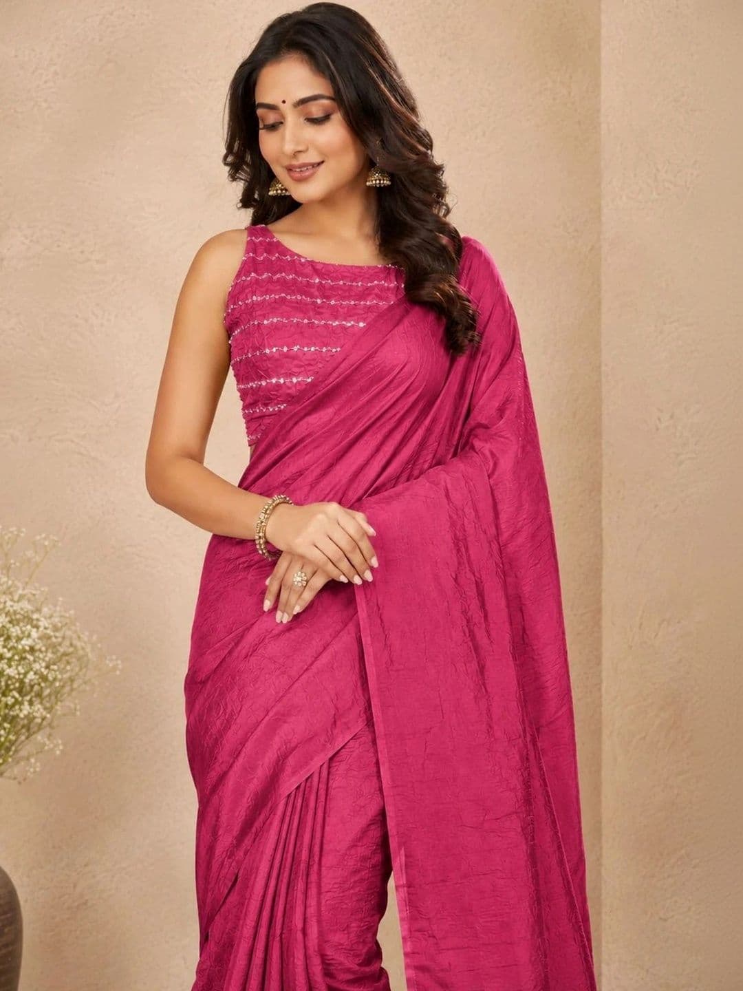VRAGI Sequinned Saree thumbnail 6