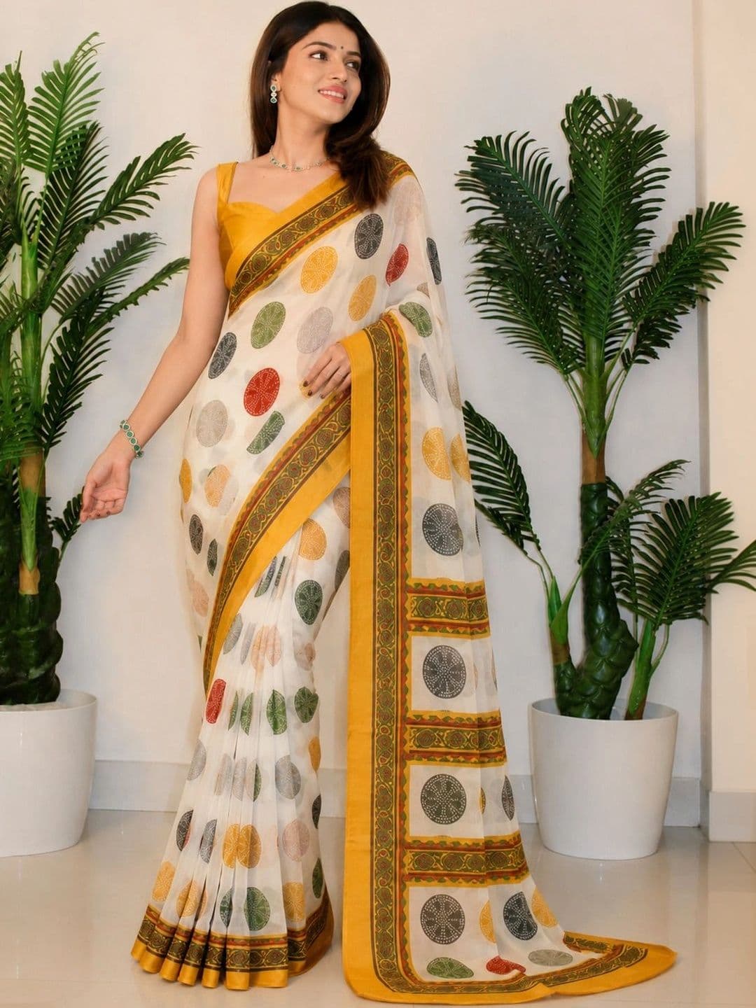 SANJANA  SILK SANJANA SILK Polka Dot Pure Georgette Saree thumbnail 5