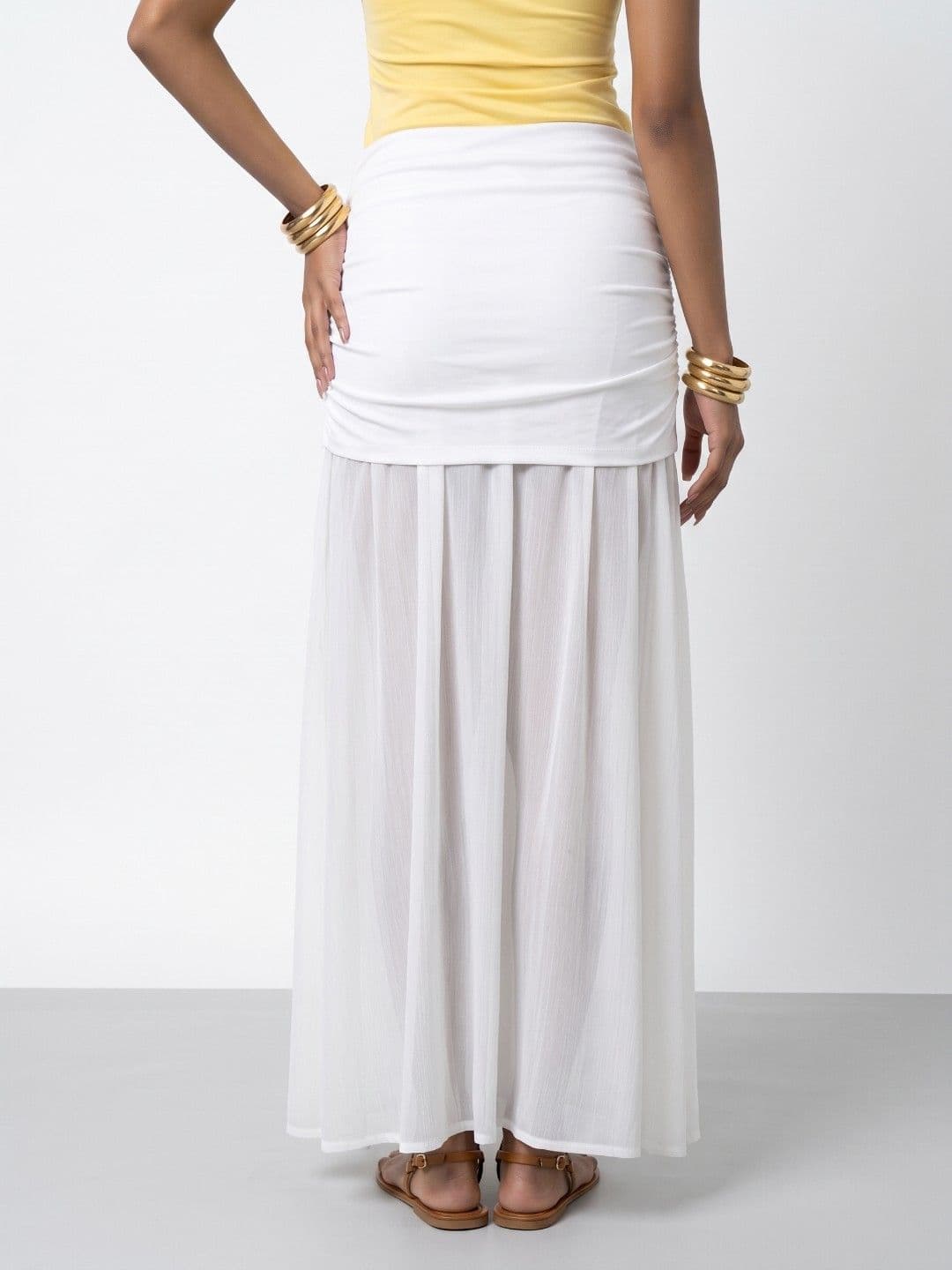 Phosphorus Women Ruched Maxi A-Line Skirt thumbnail 4