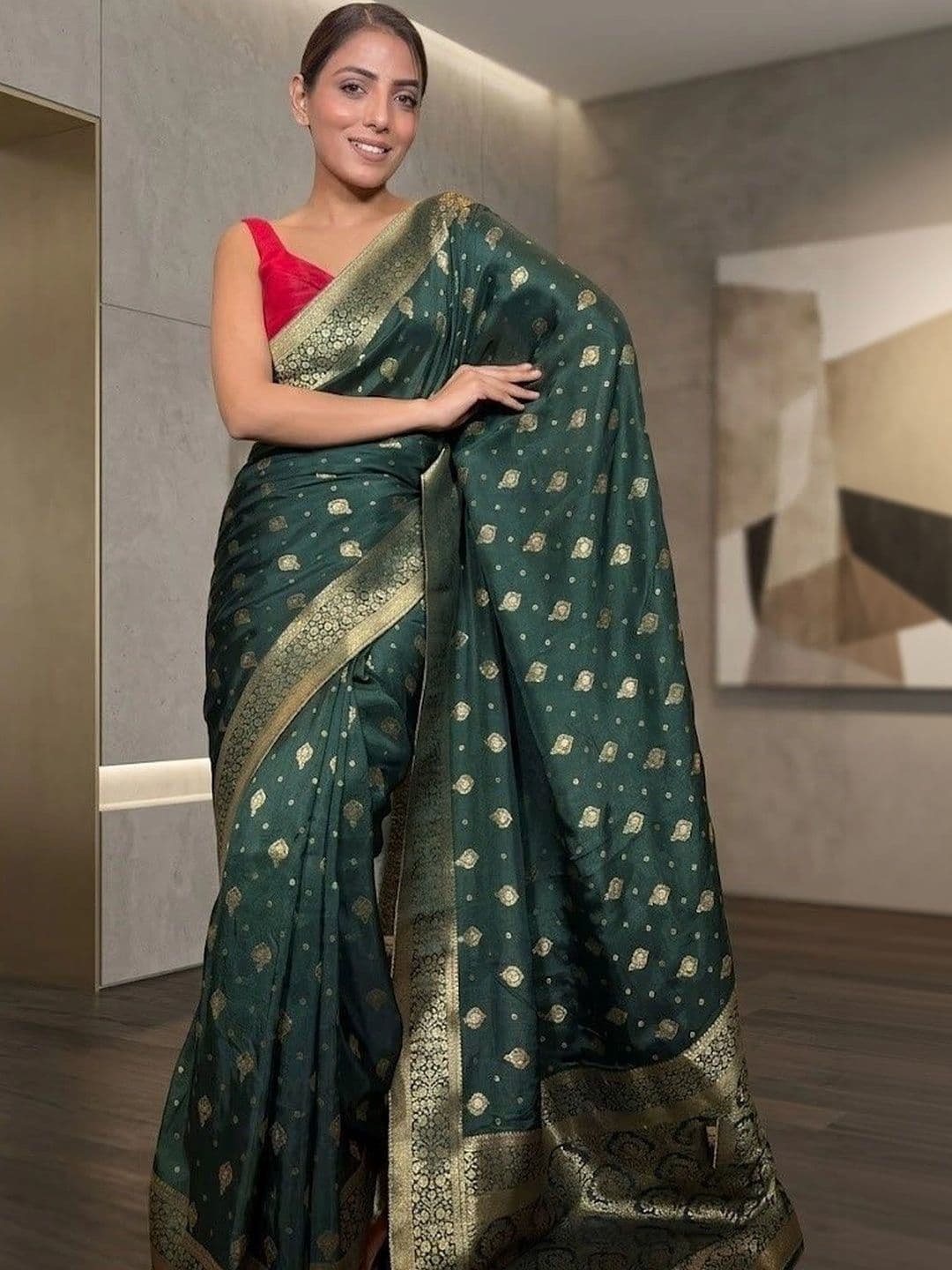 AJ FASHION PLUS Woven Design Zari Art Silk Banarasi Saree - view 1