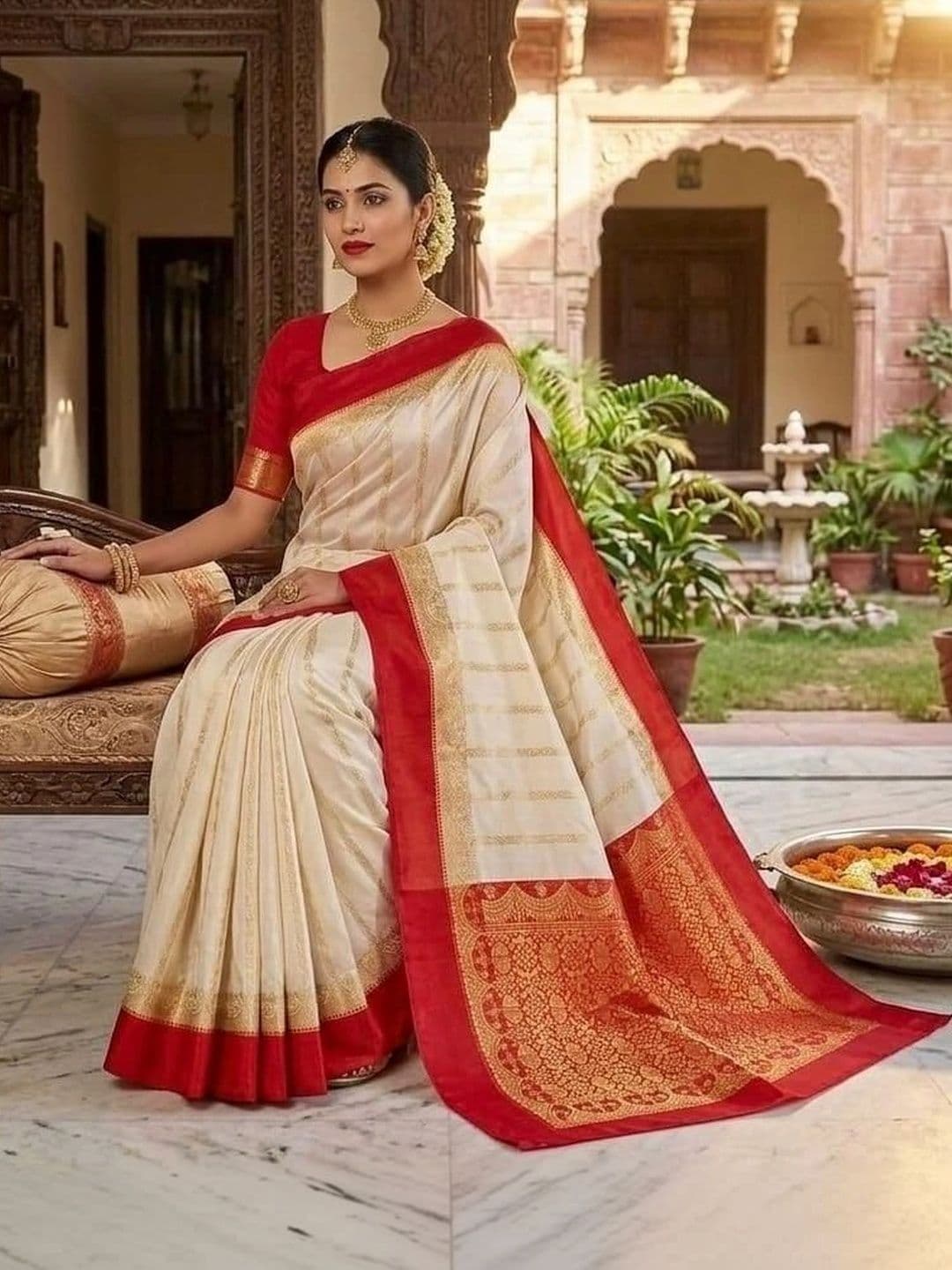 SILK HERITAGE Striped Zari Art Silk Saree thumbnail 5