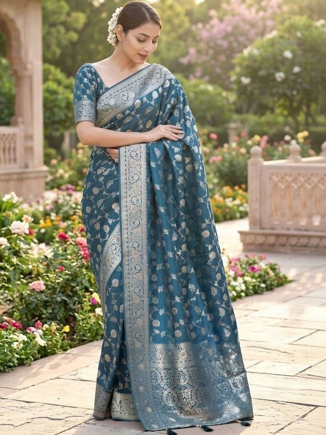 ZARA STAR Woven Design Zari Art Silk Banarasi Saree - view 1