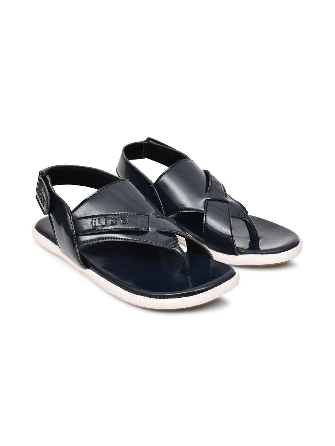 G L Trend Men Leather Comfort Casual Velcro Blue Sandals thumbnail 4