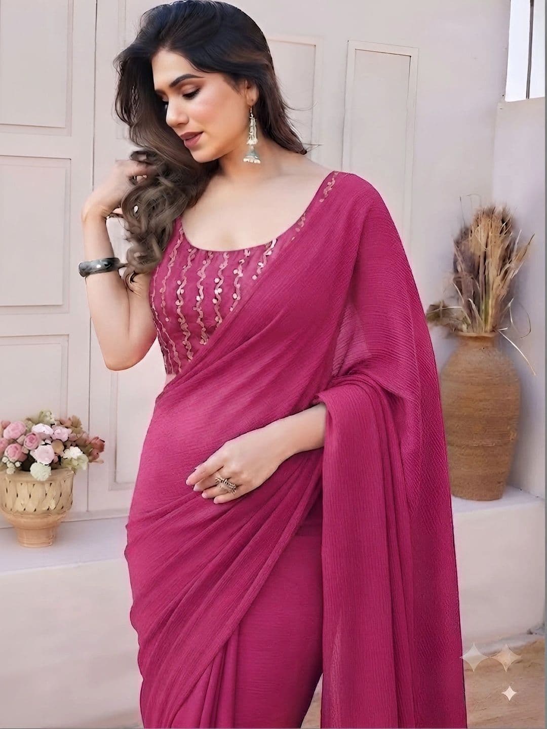 VRAGI Sequinned Saree thumbnail 2
