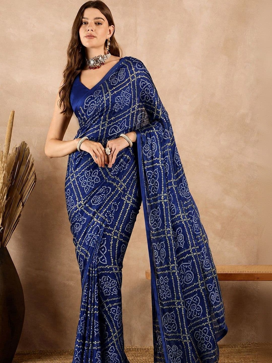 SANJANA SILK SANJANA SILK Bandhani Pure Georgette Saree - view 1