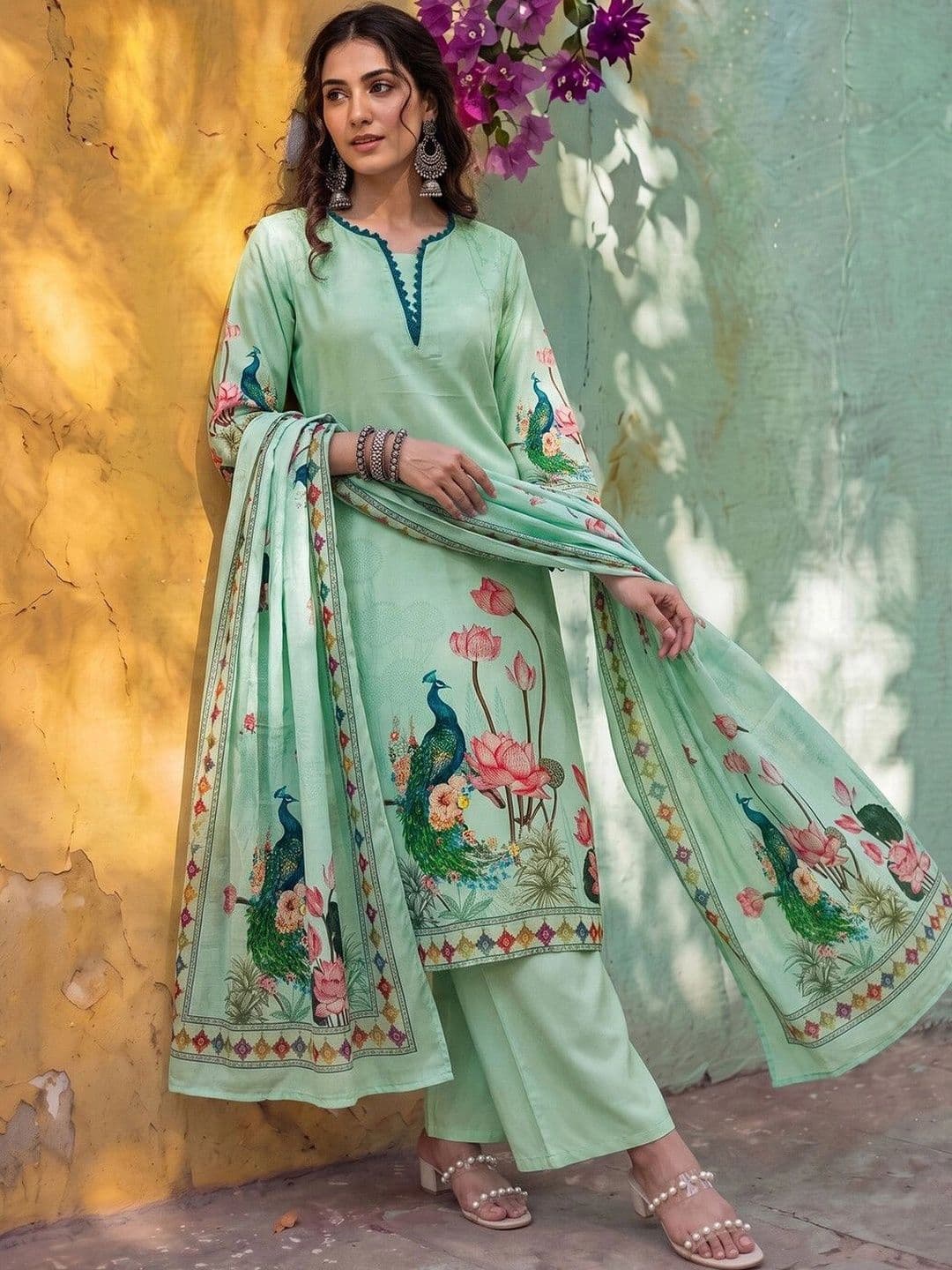 SASSIC Women Floral Printed Regular Kurta with Palazzos & With Dupatta - view 1