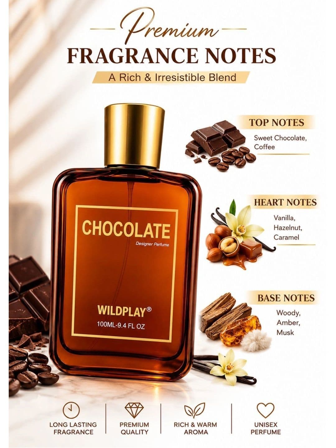 WILDPLAY Chocolate Long Lasting Eau De Parfum- 100 ml thumbnail 5