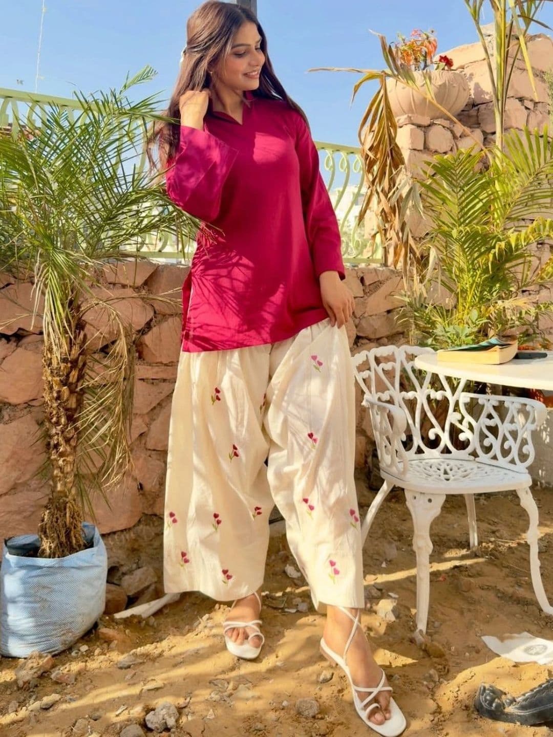 TWINS LADY Women Floral Regular Chanderi Cotton Kurta with Patiala thumbnail 5