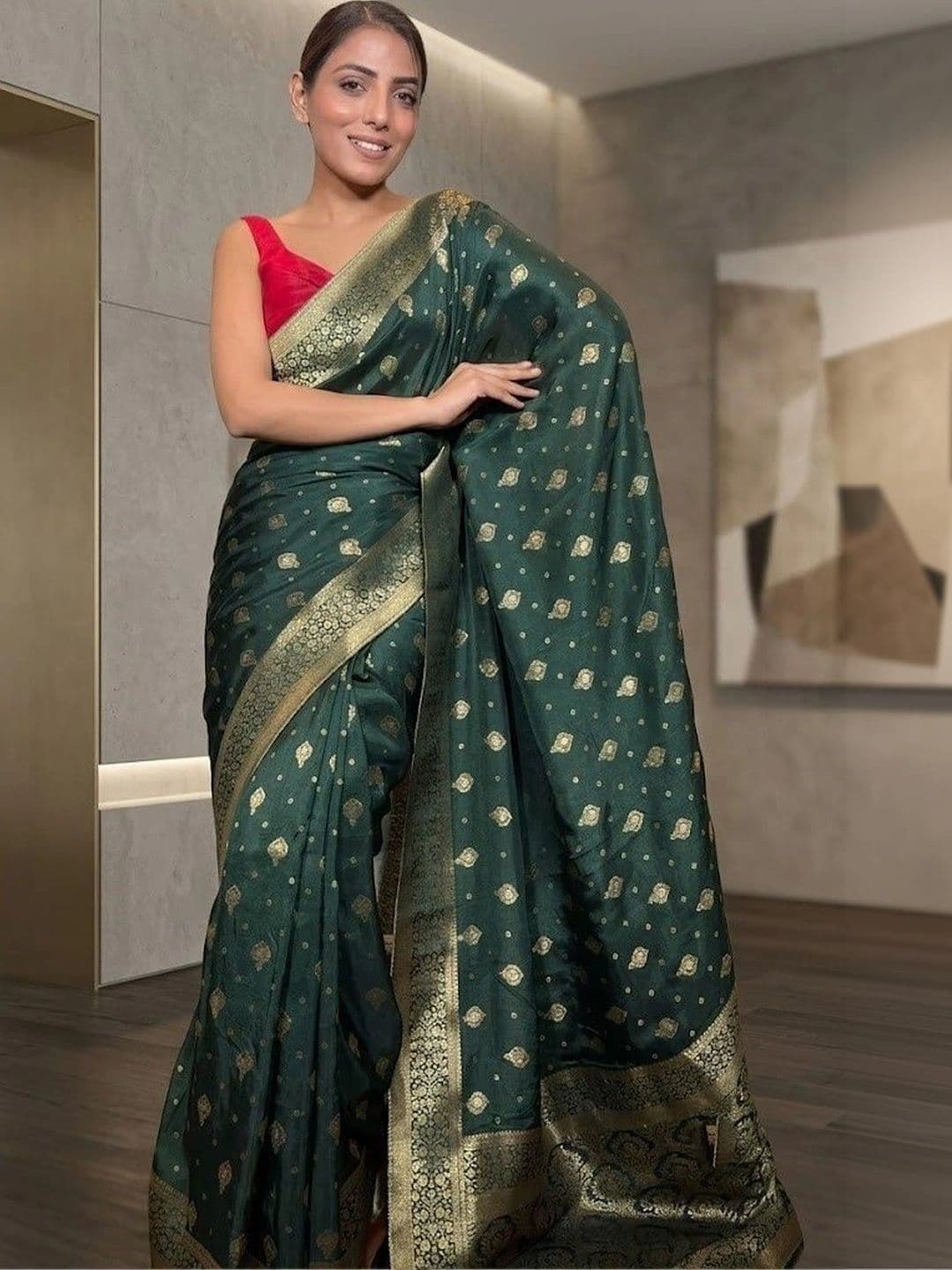 Zankhi Hosiery Woven Design Zari Art Silk Banarasi Saree - view 1