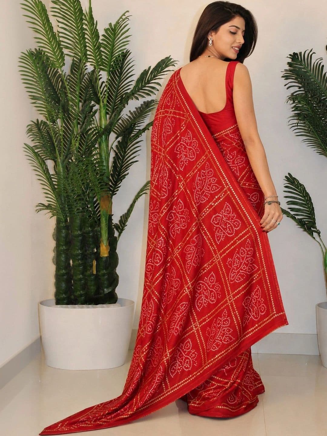 SANJANA  SILK SANJANA SILK Bandhani Pure Georgette Saree thumbnail 2