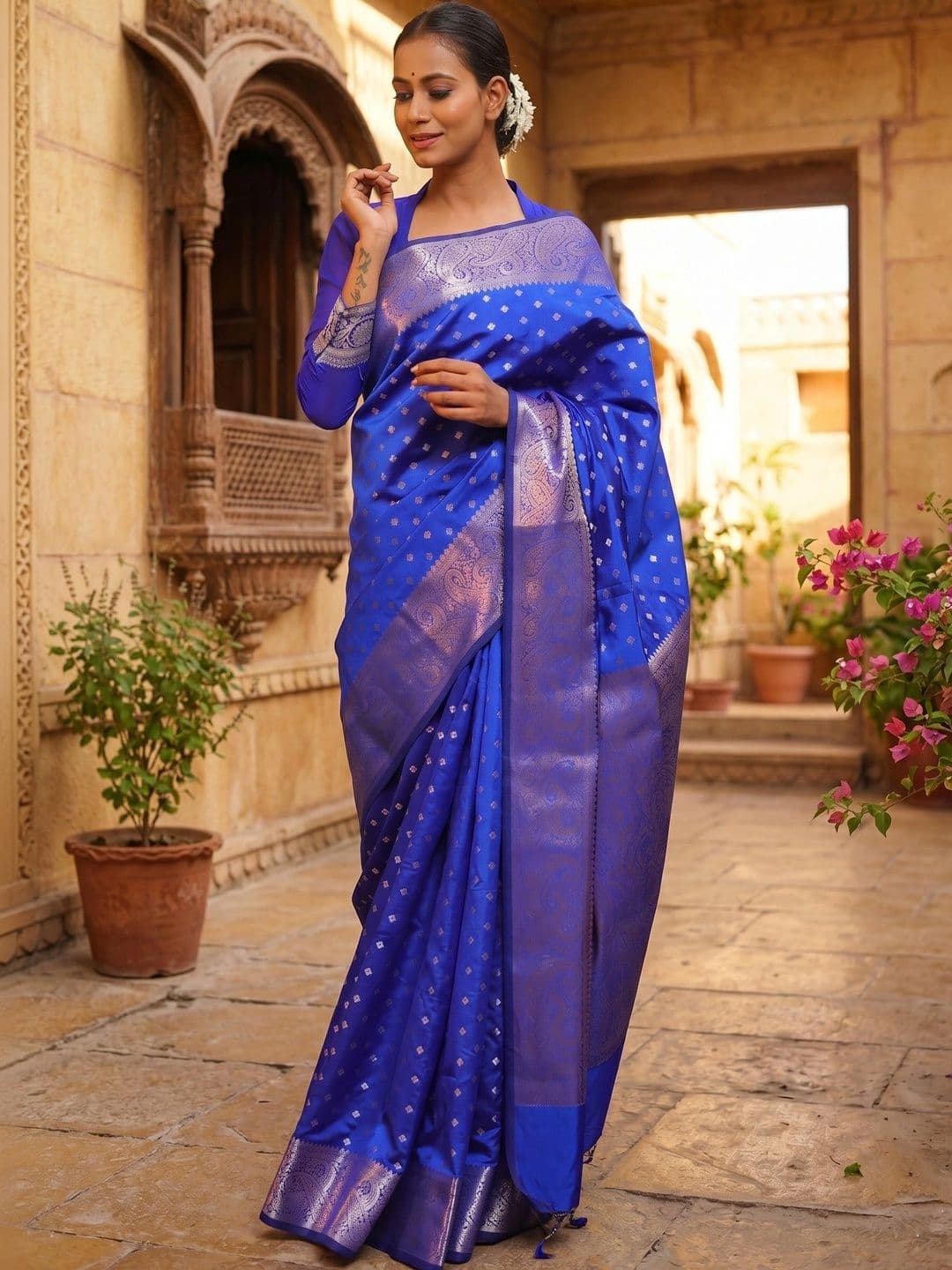 Vmdesigns Woven Design Zari Art Silk Banarasi Saree - view 1